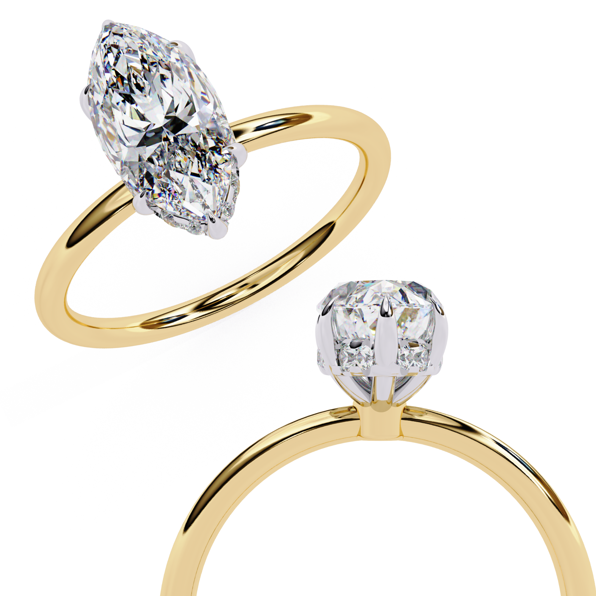 Halo Marquise Cut Lab Diamond Solitaire Ring