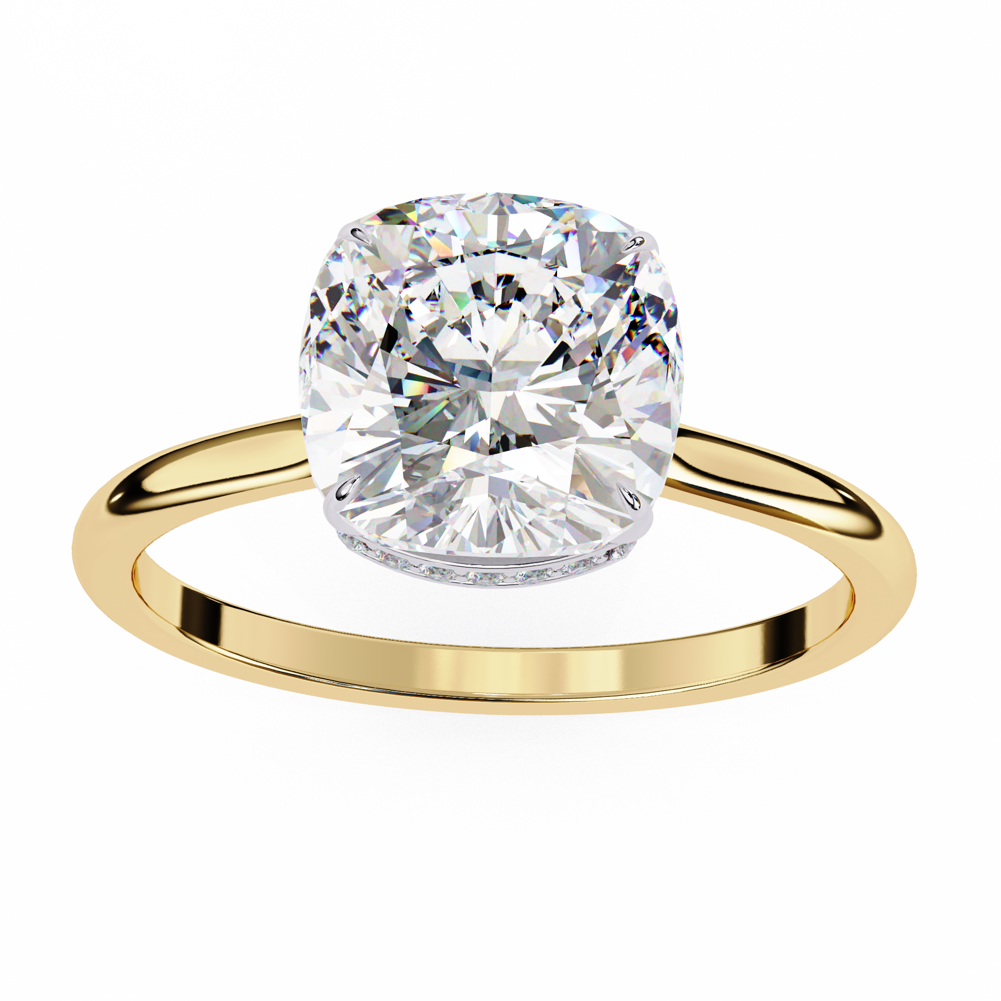 Halo Cushion Cut Lab Diamond Solitaire Ring