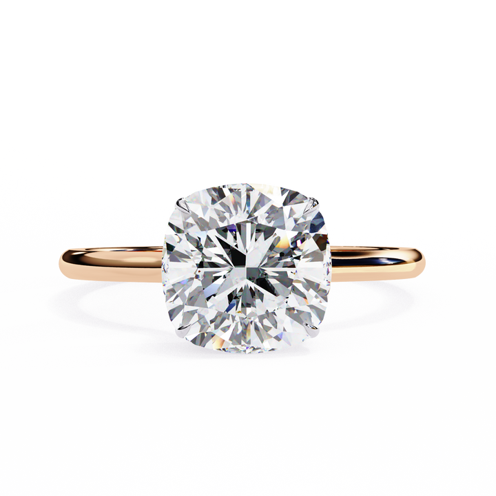 Halo Cushion Cut Lab Diamond Solitaire Ring