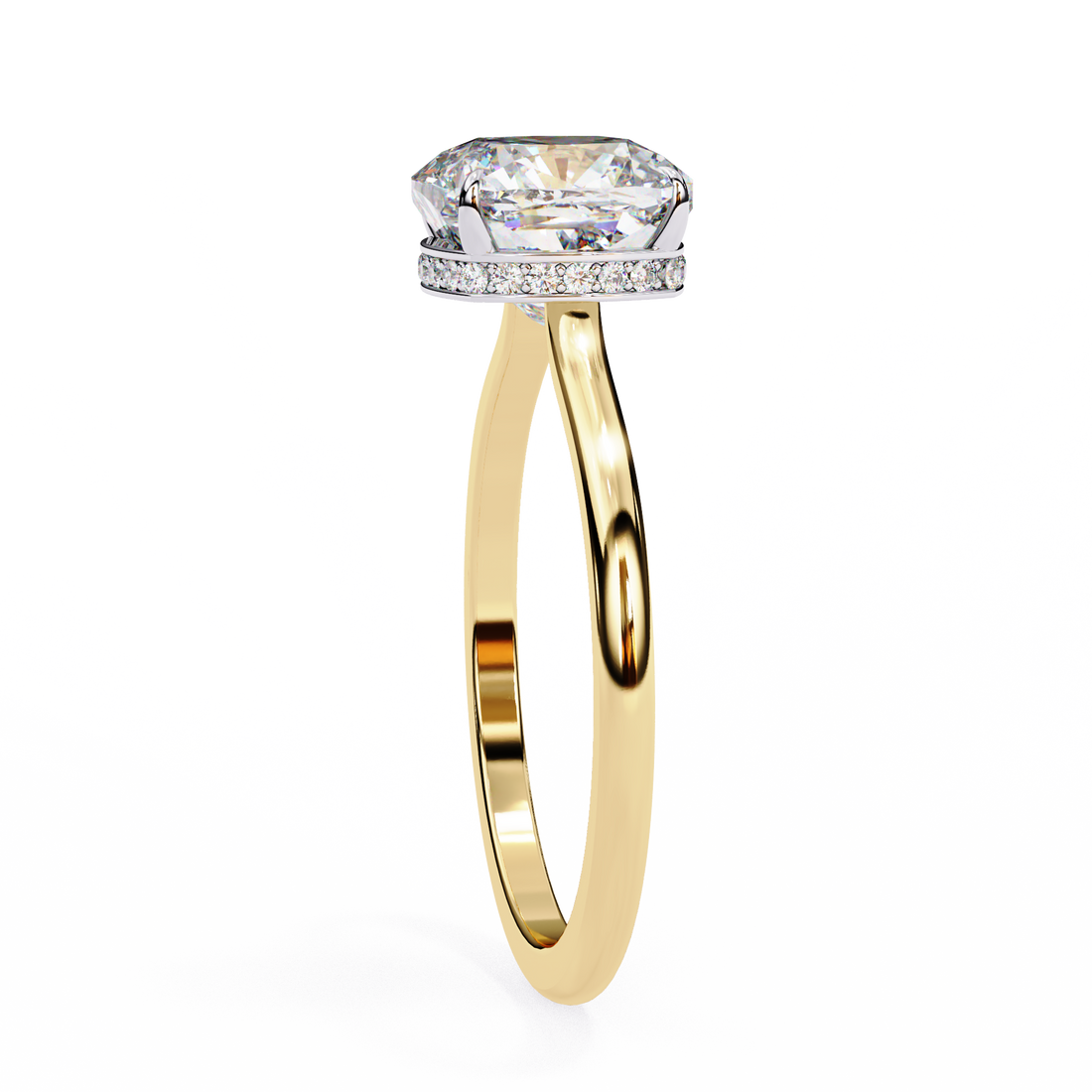 Halo Cushion Cut Lab Diamond Solitaire Ring