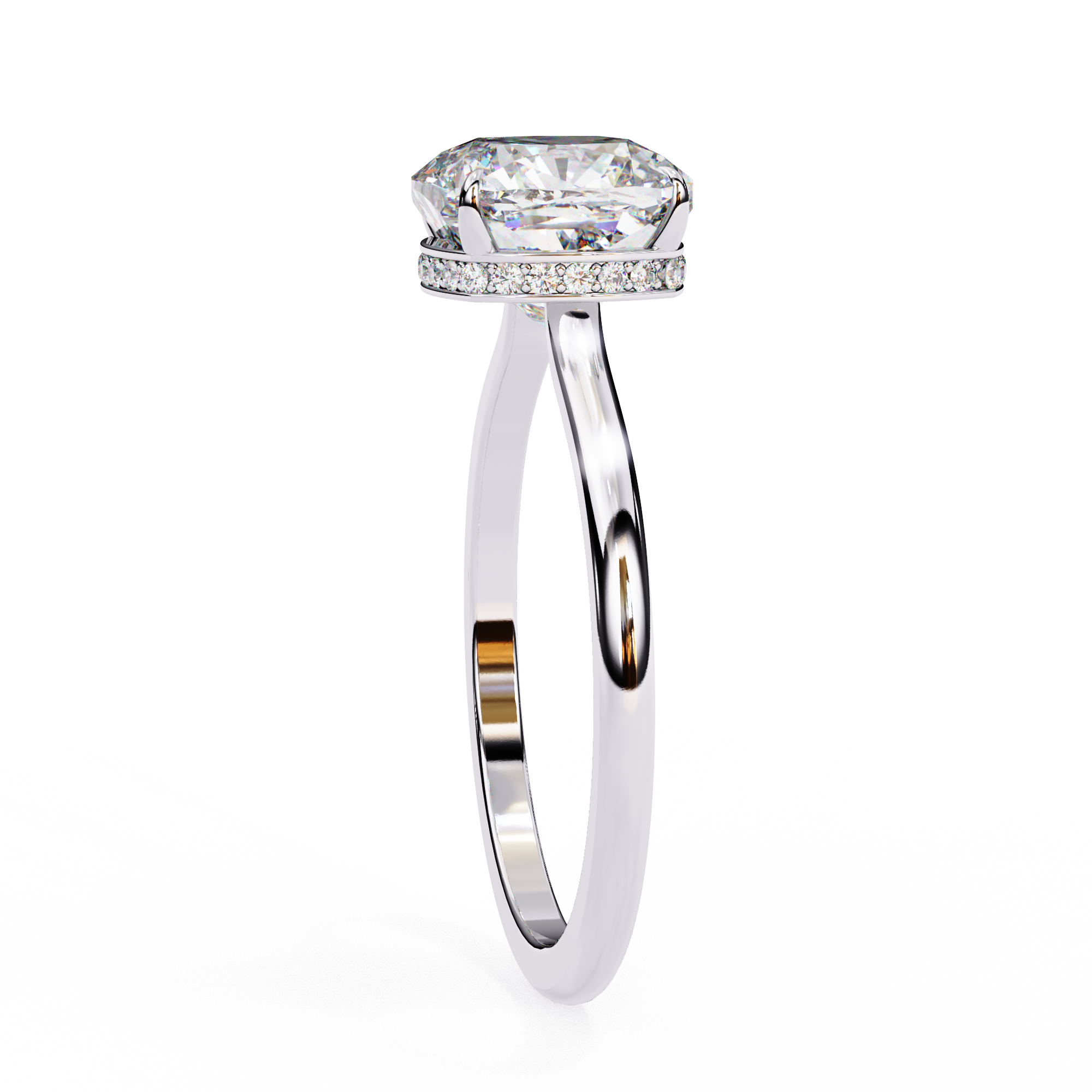 Halo Cushion Cut Lab Diamond Solitaire Ring