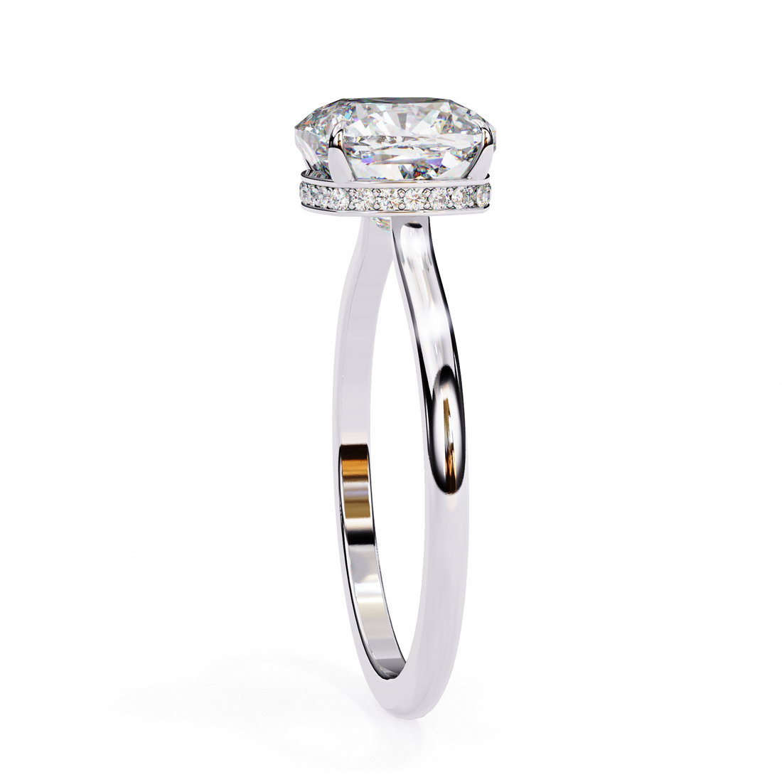 Halo Cushion Cut Lab Diamond Solitaire Ring