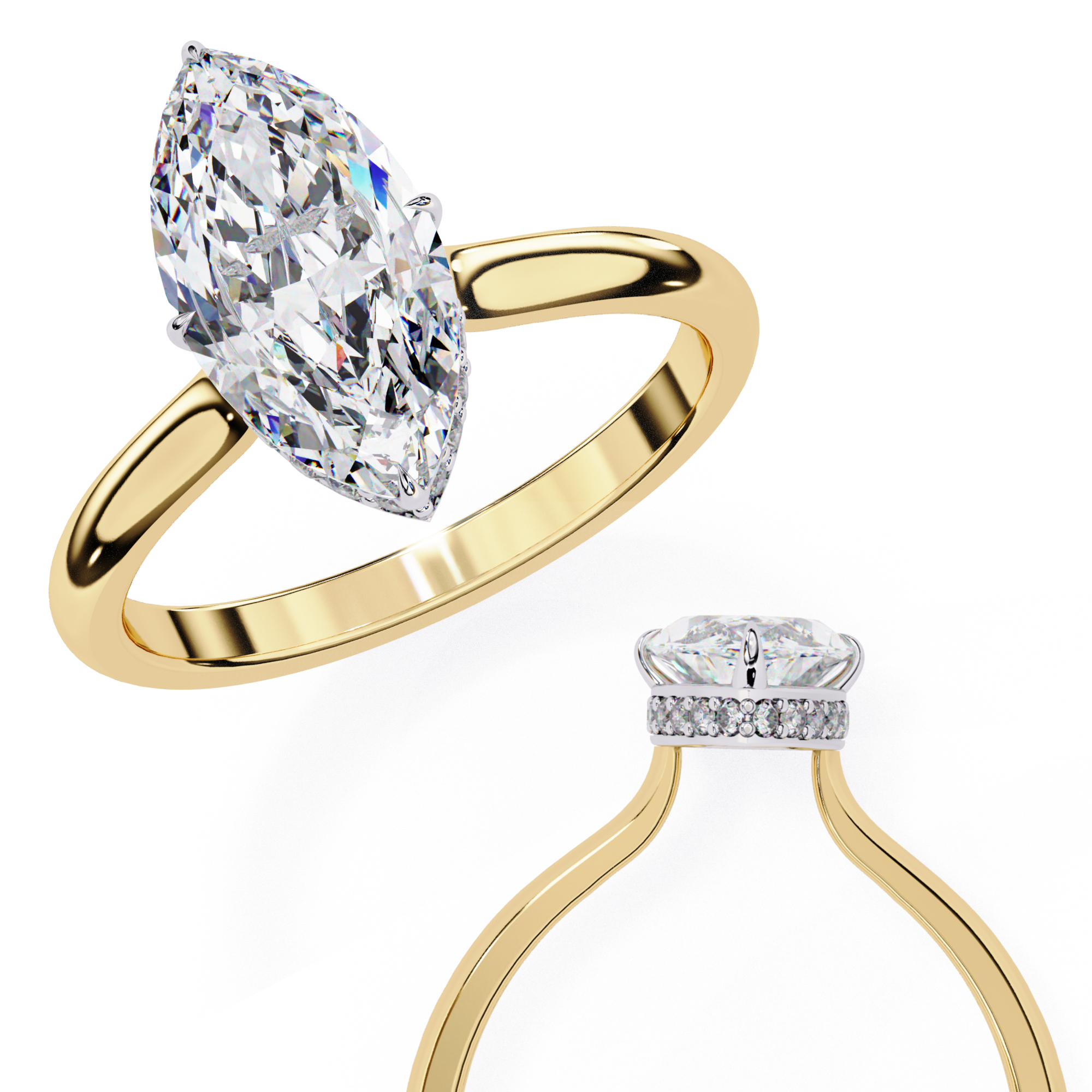 Hidden Halo Marquise Lab Grown Diamond Ring