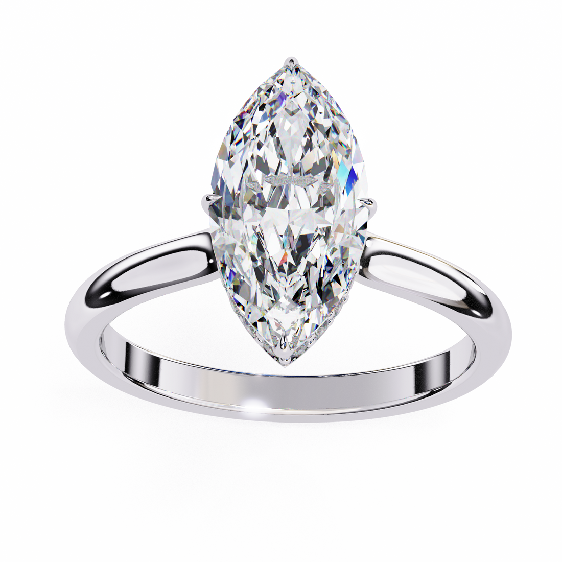 Hidden Halo Marquise Lab Grown Diamond Ring