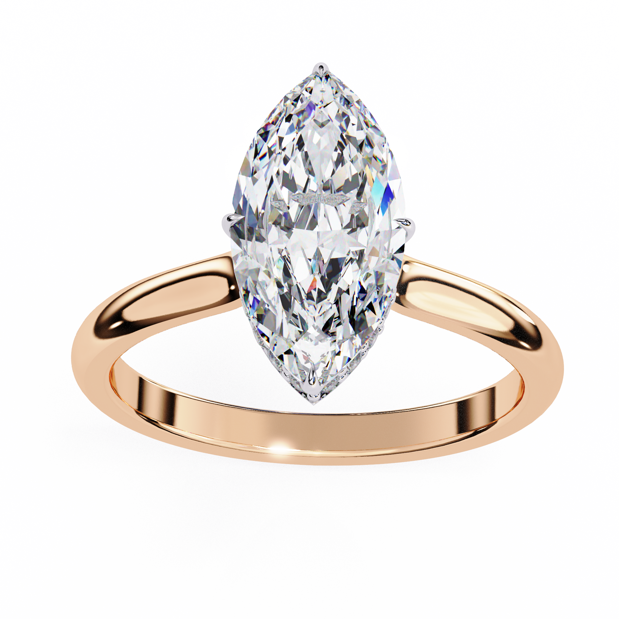 Hidden Halo Marquise Lab Grown Diamond Ring