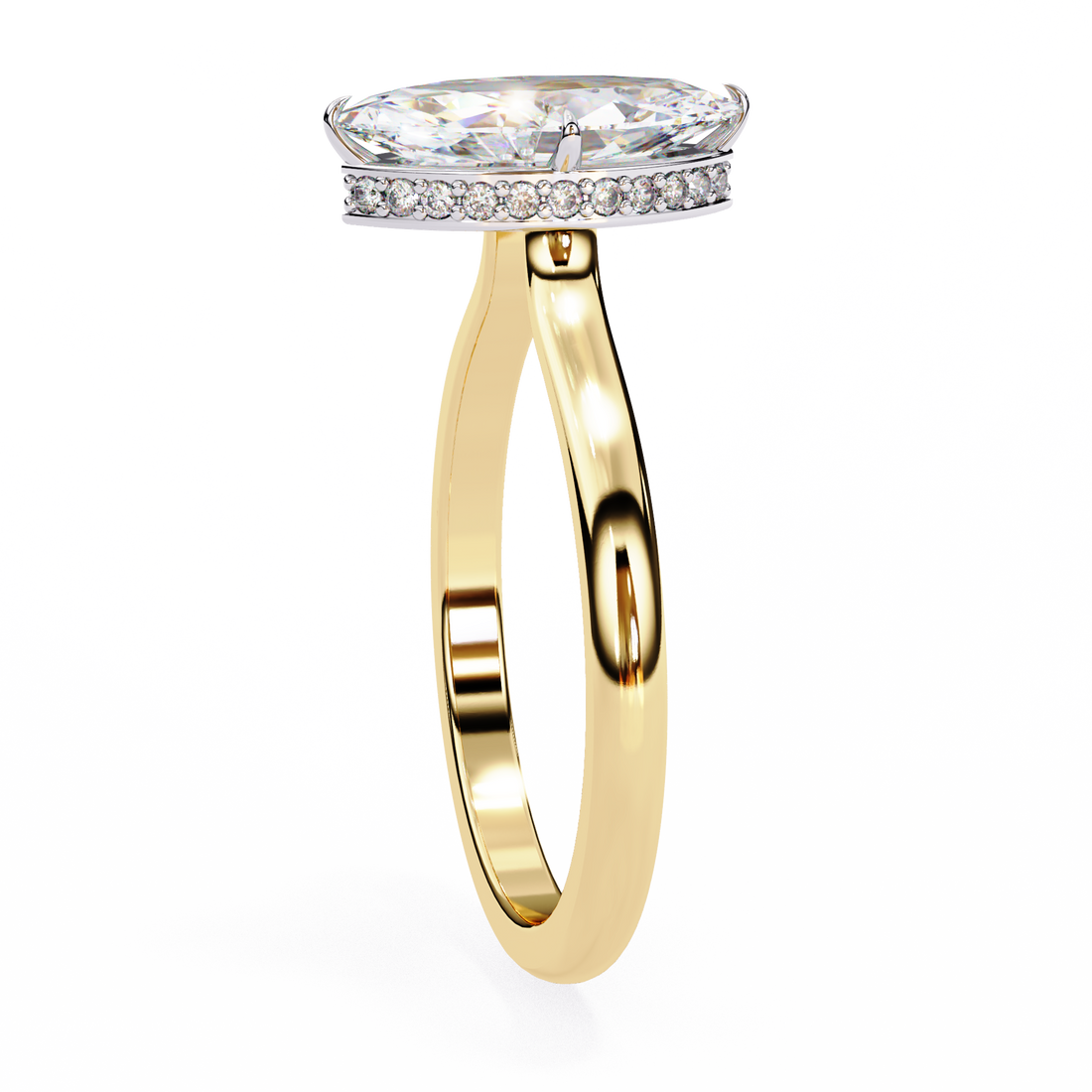 Hidden Halo Marquise Lab Grown Diamond Ring