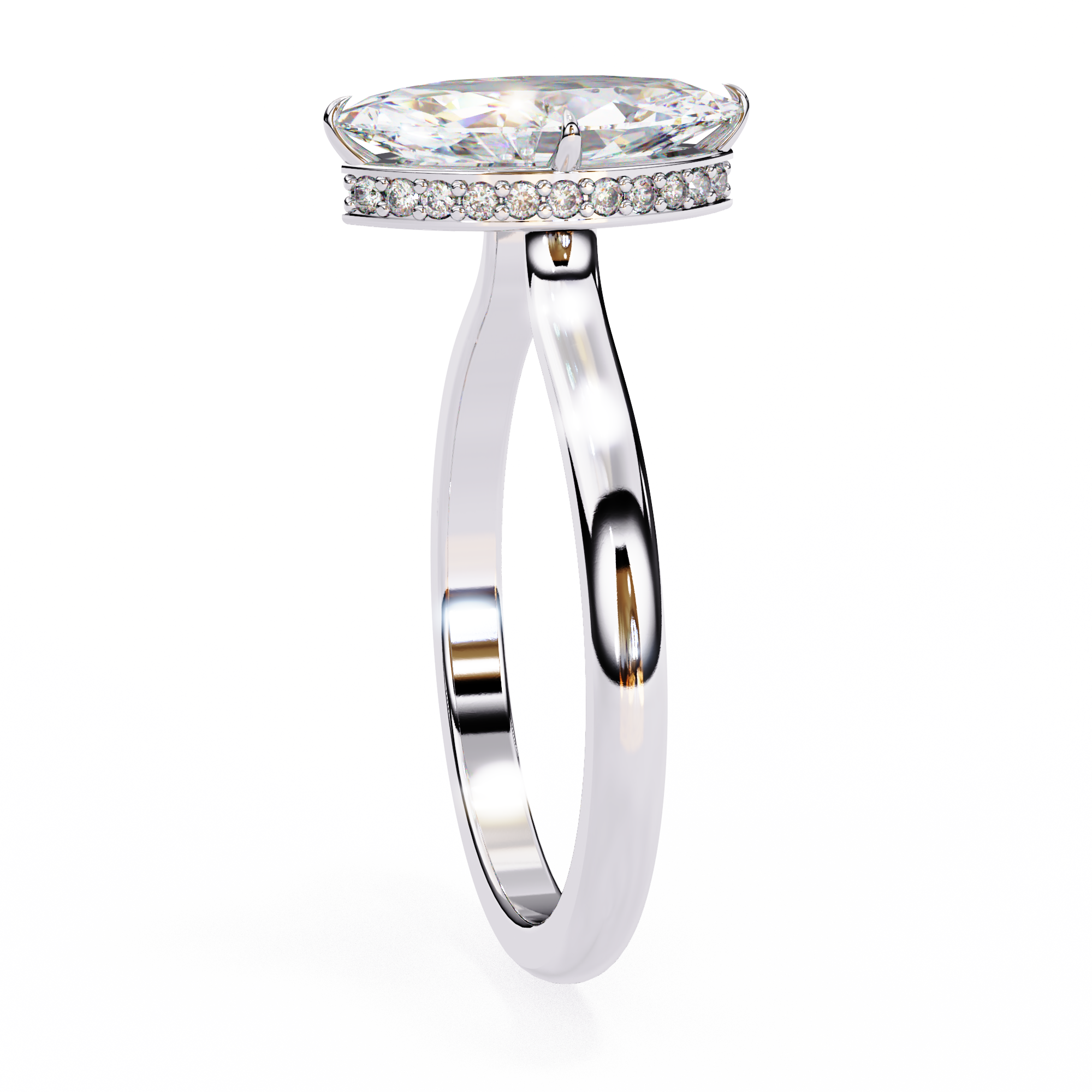 Hidden Halo Marquise Lab Grown Diamond Ring