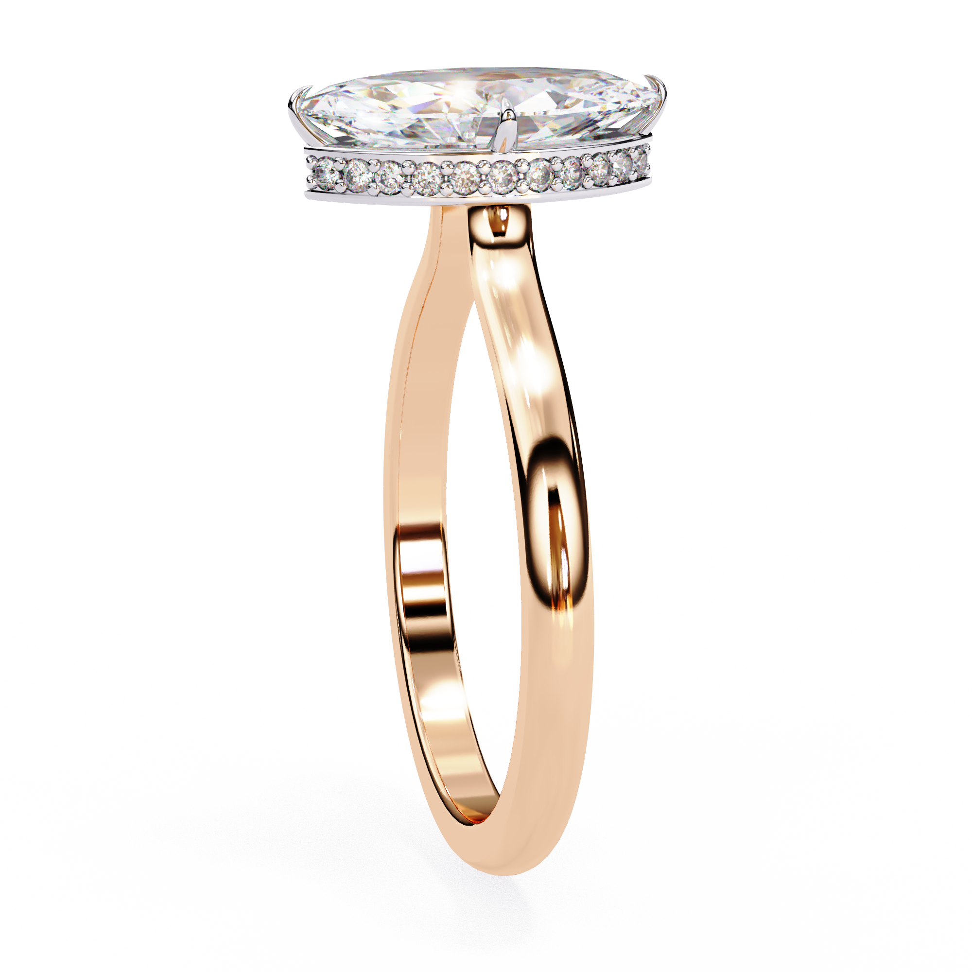 Hidden Halo Marquise Lab Grown Diamond Ring