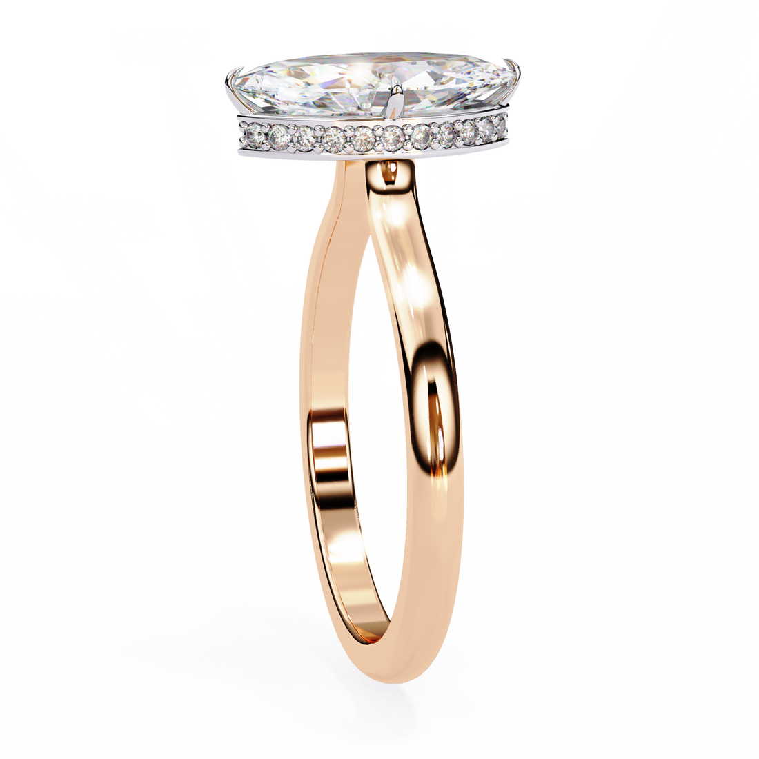 Hidden Halo Marquise Lab Grown Diamond Ring