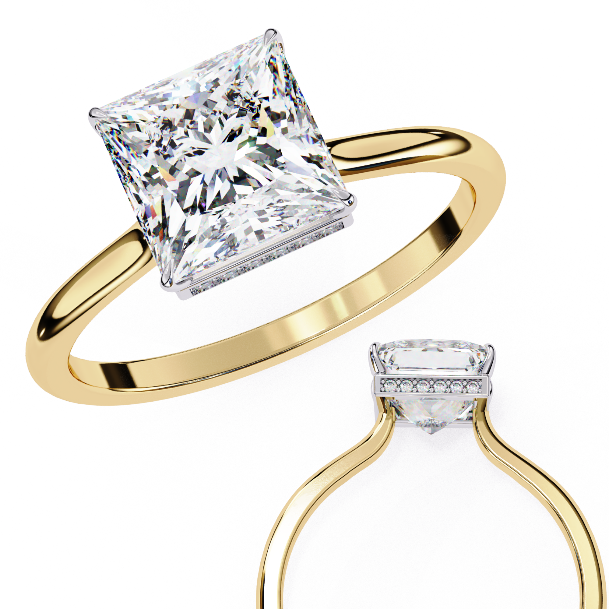 Hidden Halo Princess Lab Grown Diamond Ring