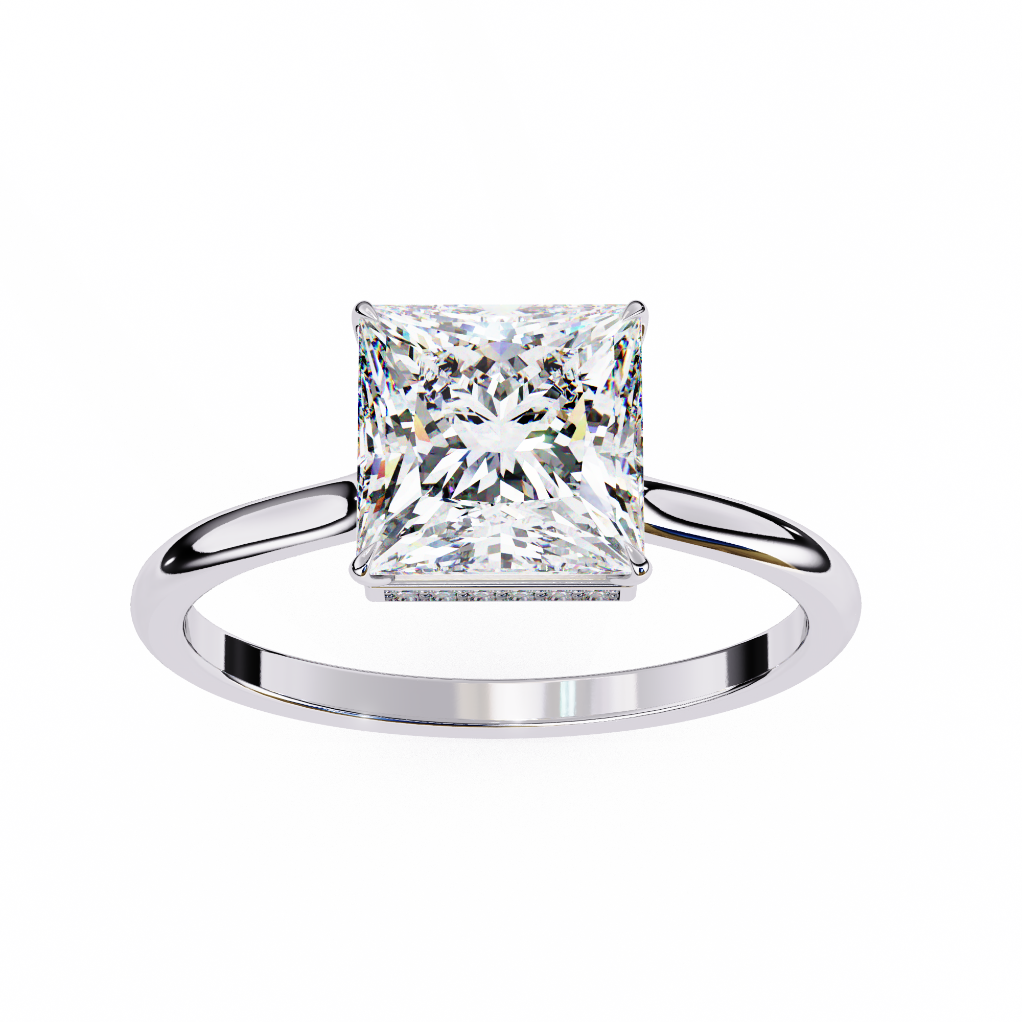 Hidden Halo Princess Lab Grown Diamond Ring