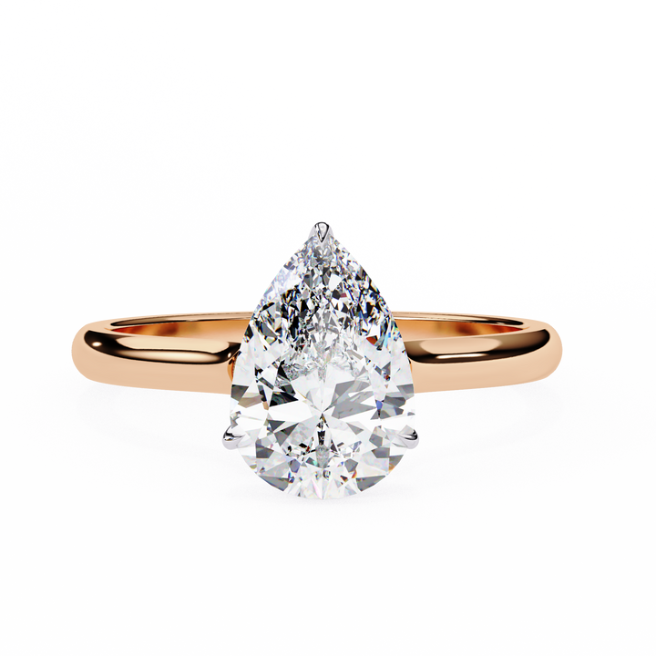 Hidden Halo Pear Lab Grown Diamond Ring