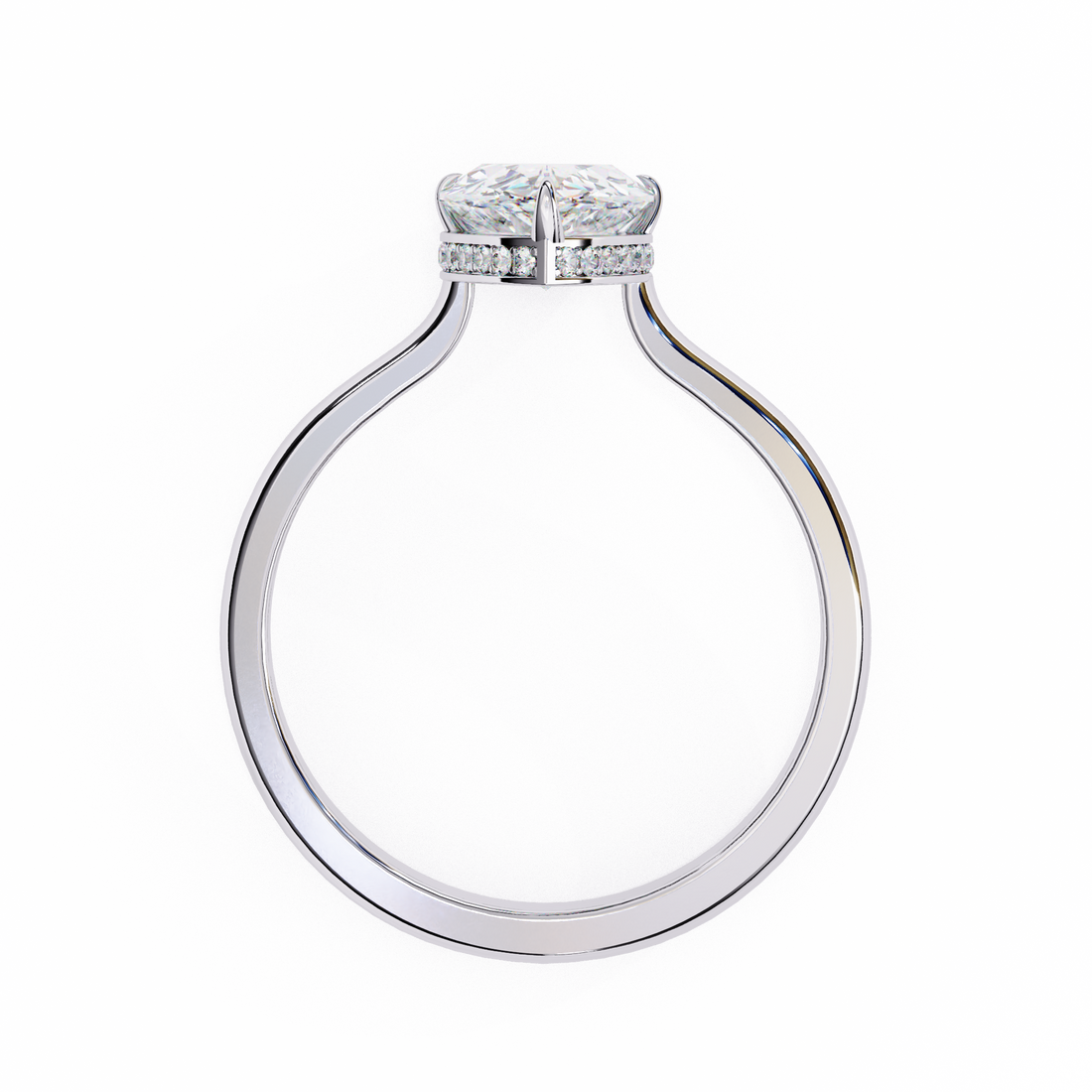 Hidden Halo Pear Lab Grown Diamond Ring