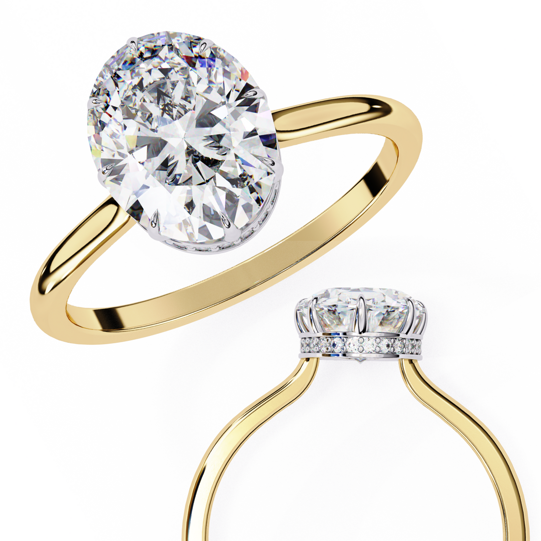 Hidden Halo Oval Lab Grown Diamond Ring