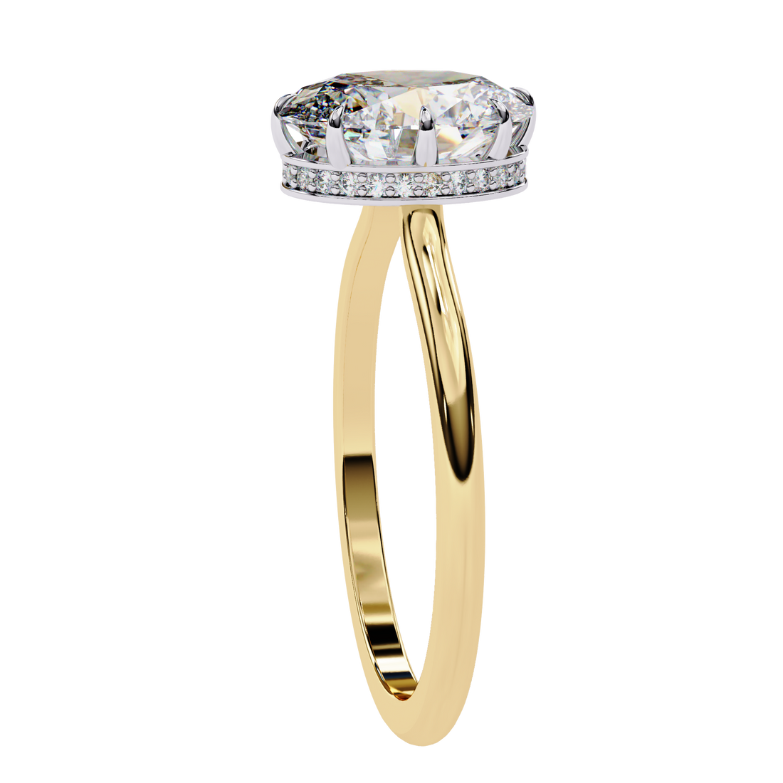 Hidden Halo Oval Lab Grown Diamond Ring
