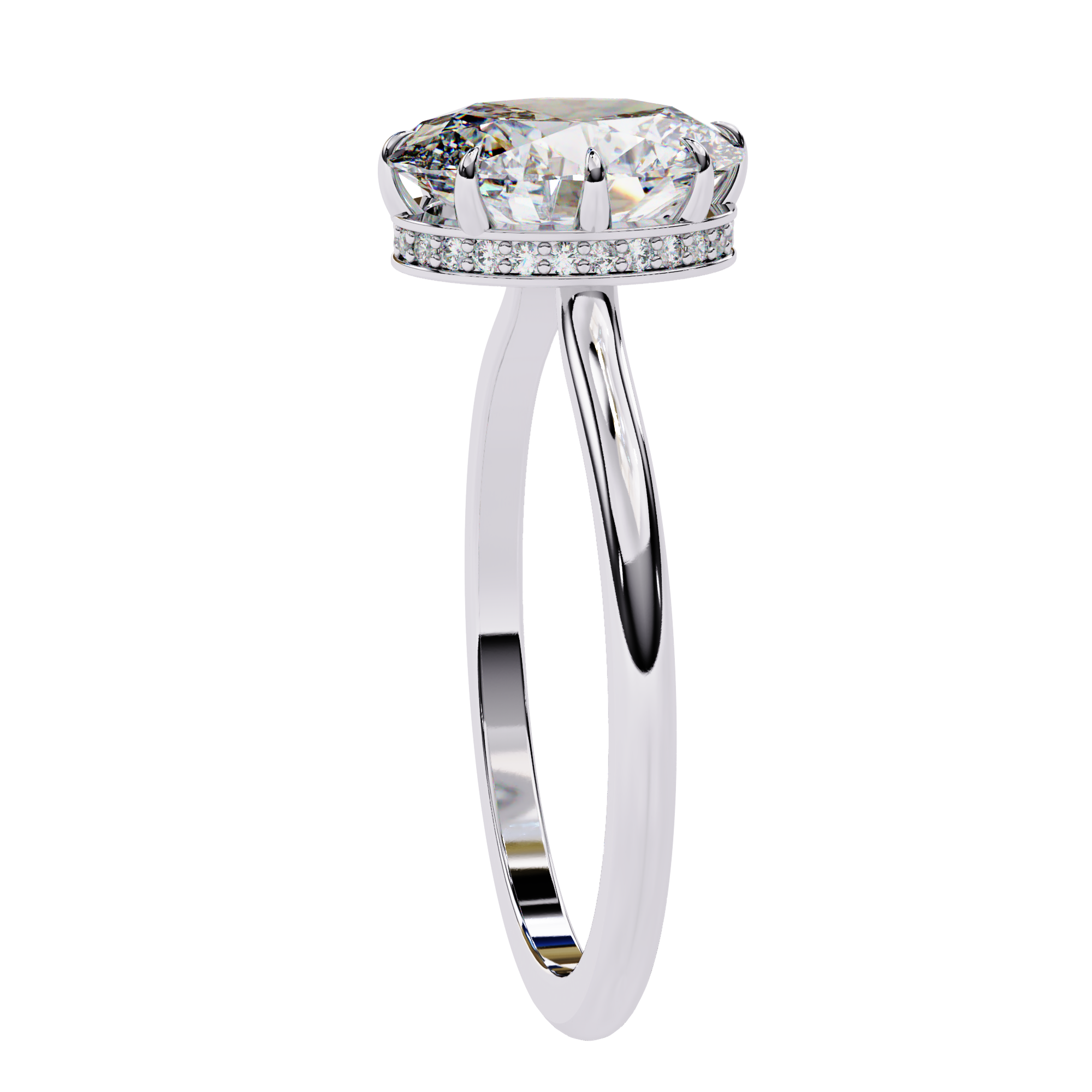 Hidden Halo Oval Lab Grown Diamond Ring