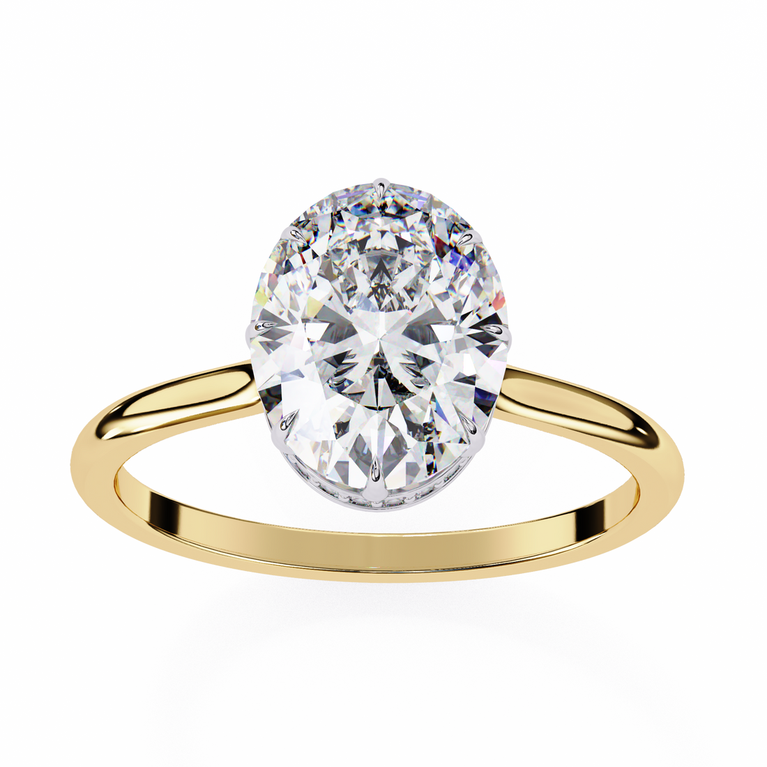 Hidden Halo Oval Lab Grown Diamond Ring