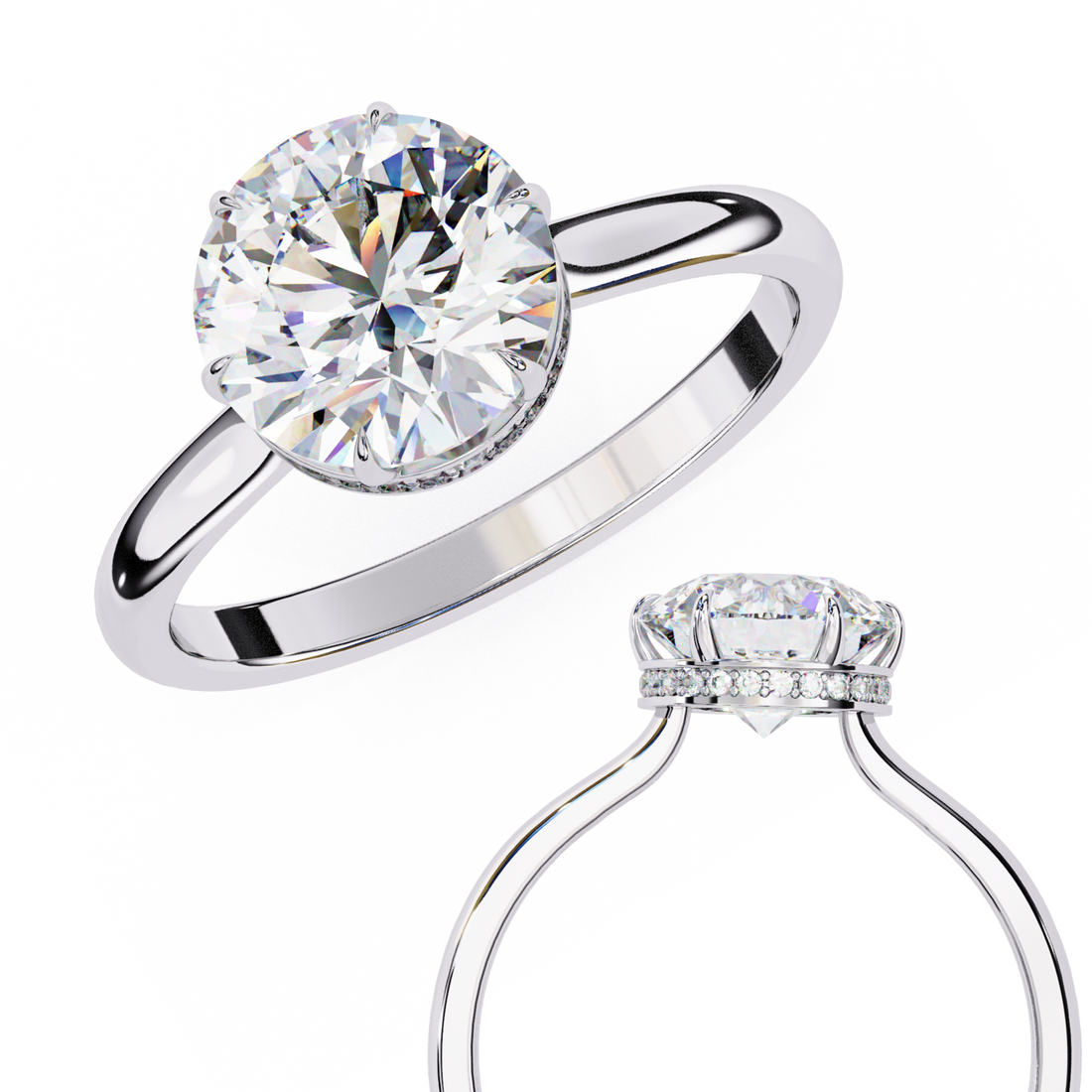 Hidden Halo Round Lab Grown Diamond Ring
