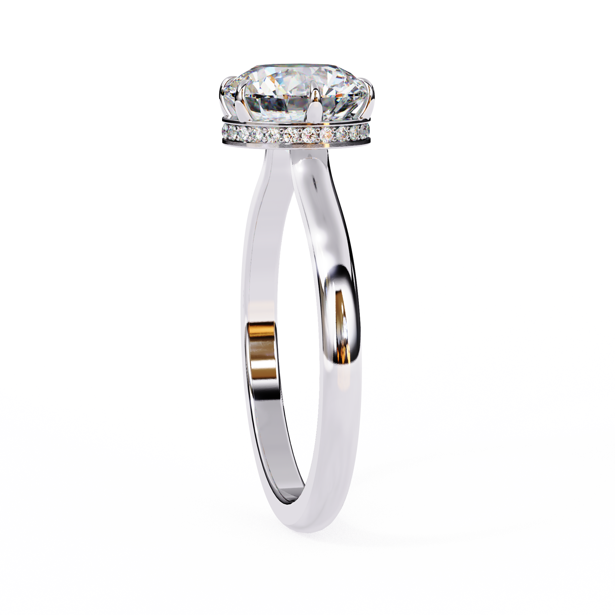 Hidden Halo Round Lab Grown Diamond Ring