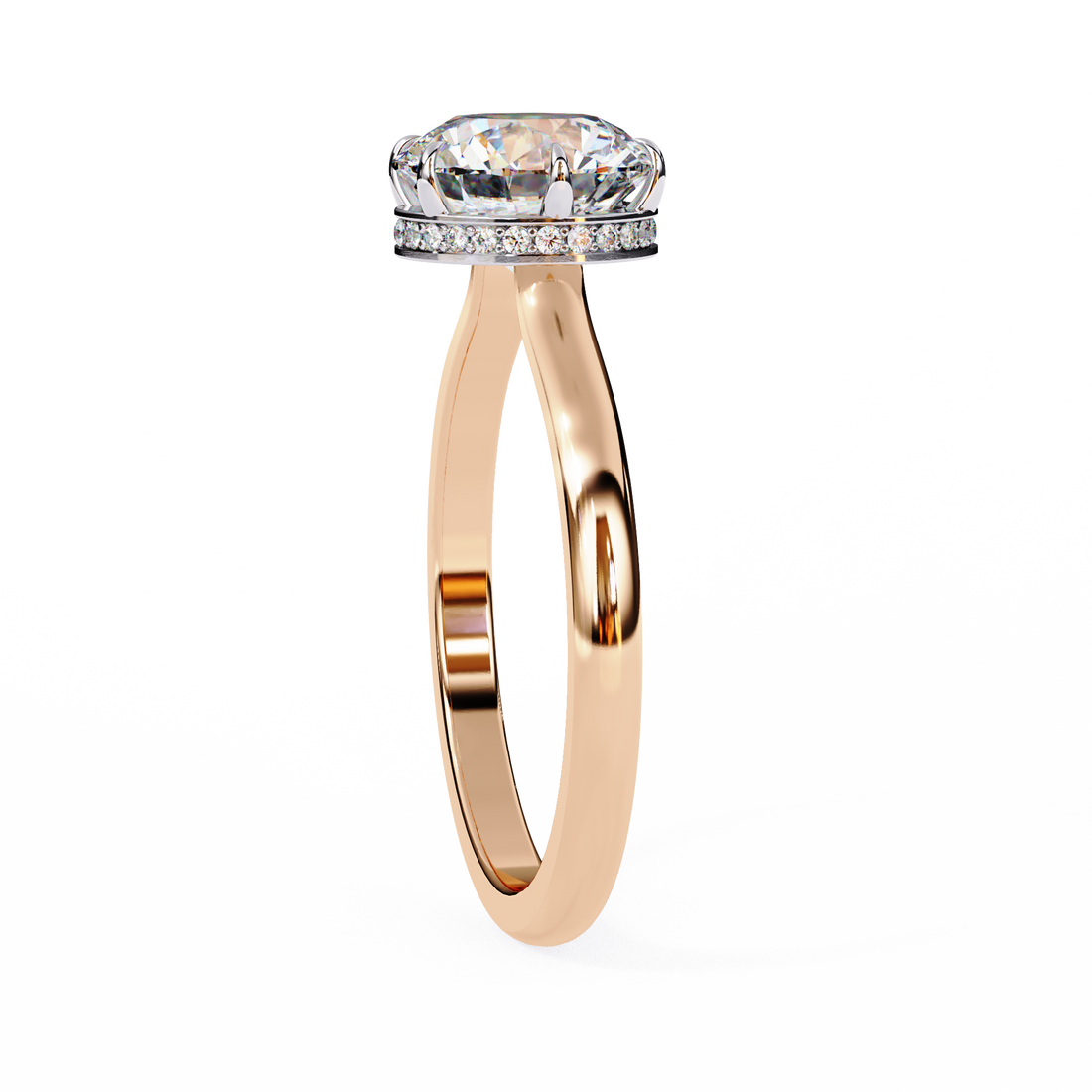 Hidden Halo Round Lab Grown Diamond Ring