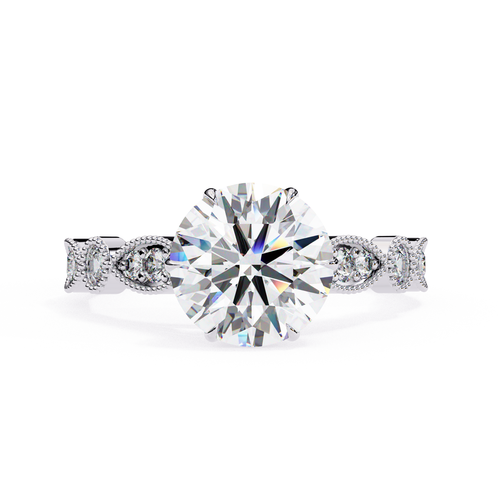 Round Cut Diamond Engagement Ring – Vintage Milgrain