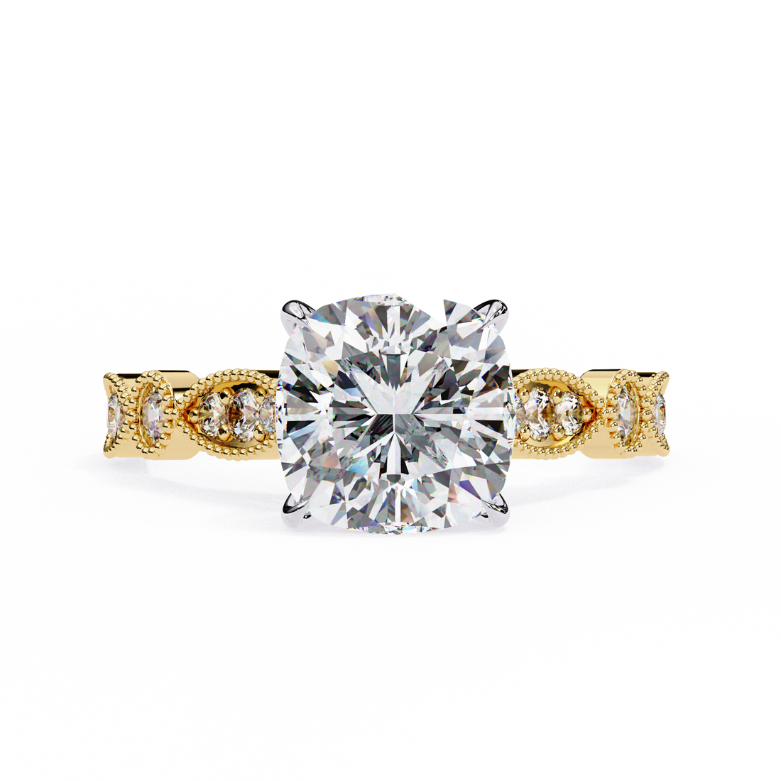 Cushion Cut Diamond Engagement Ring – Vintage Milgrain