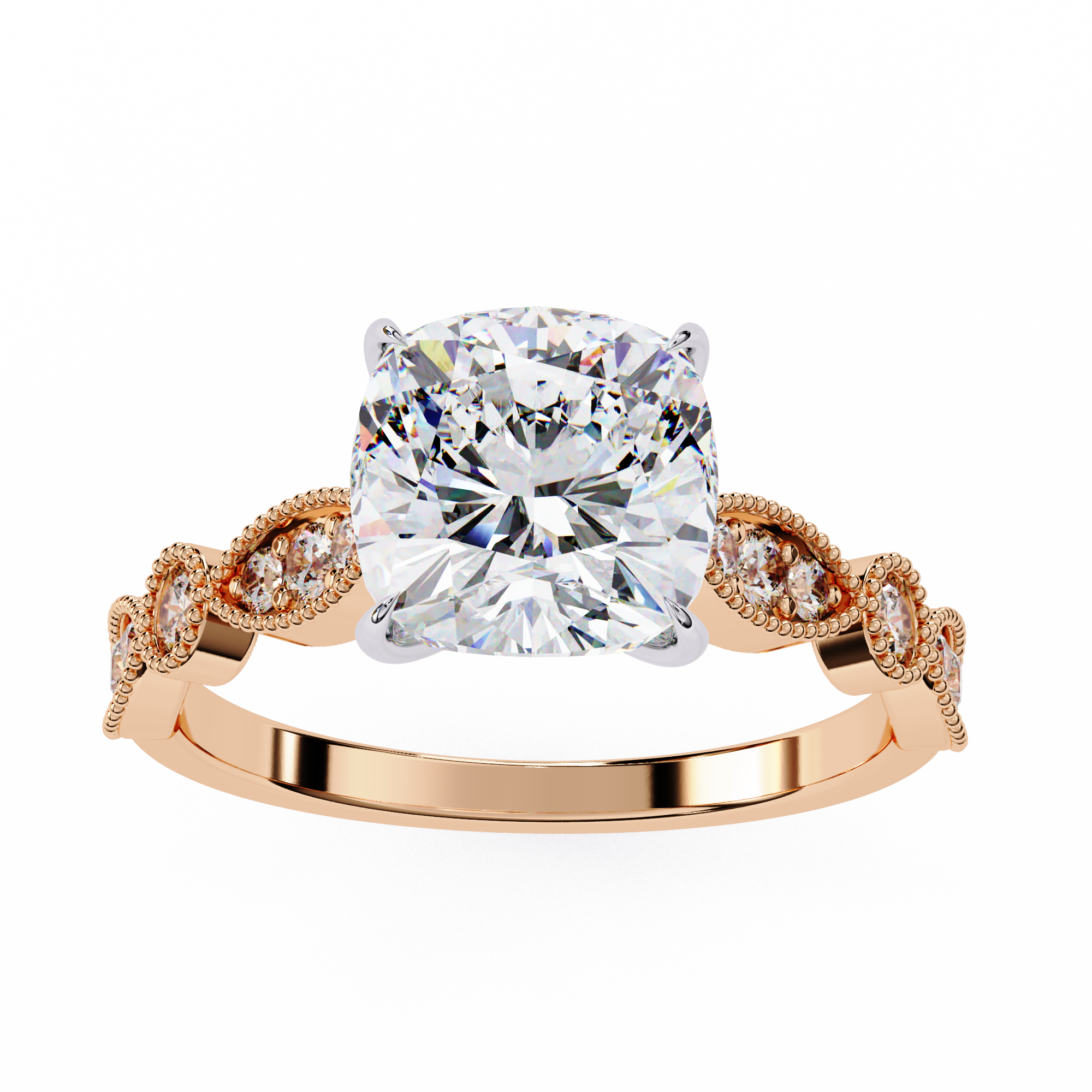 Round Cut Diamond Engagement Ring – Vintage Milgrain