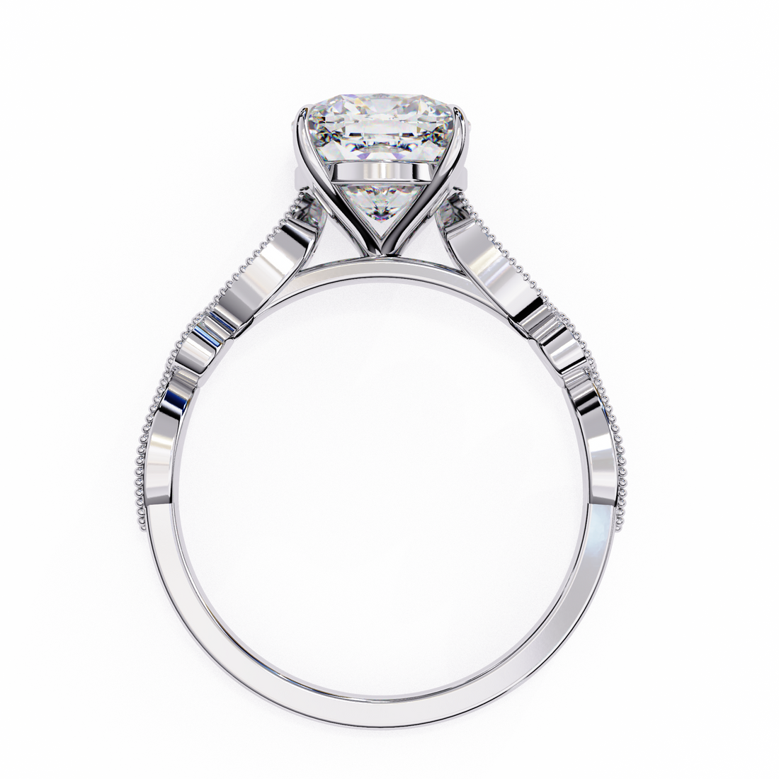 Round Cut Diamond Engagement Ring – Vintage Milgrain