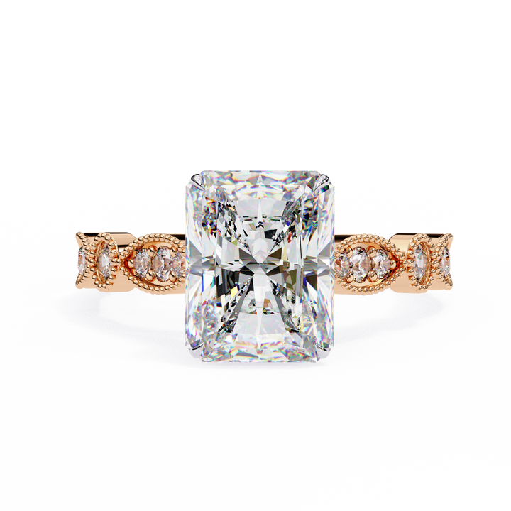 Radiant Cut Diamond Engagement Ring – Vintage Milgrain