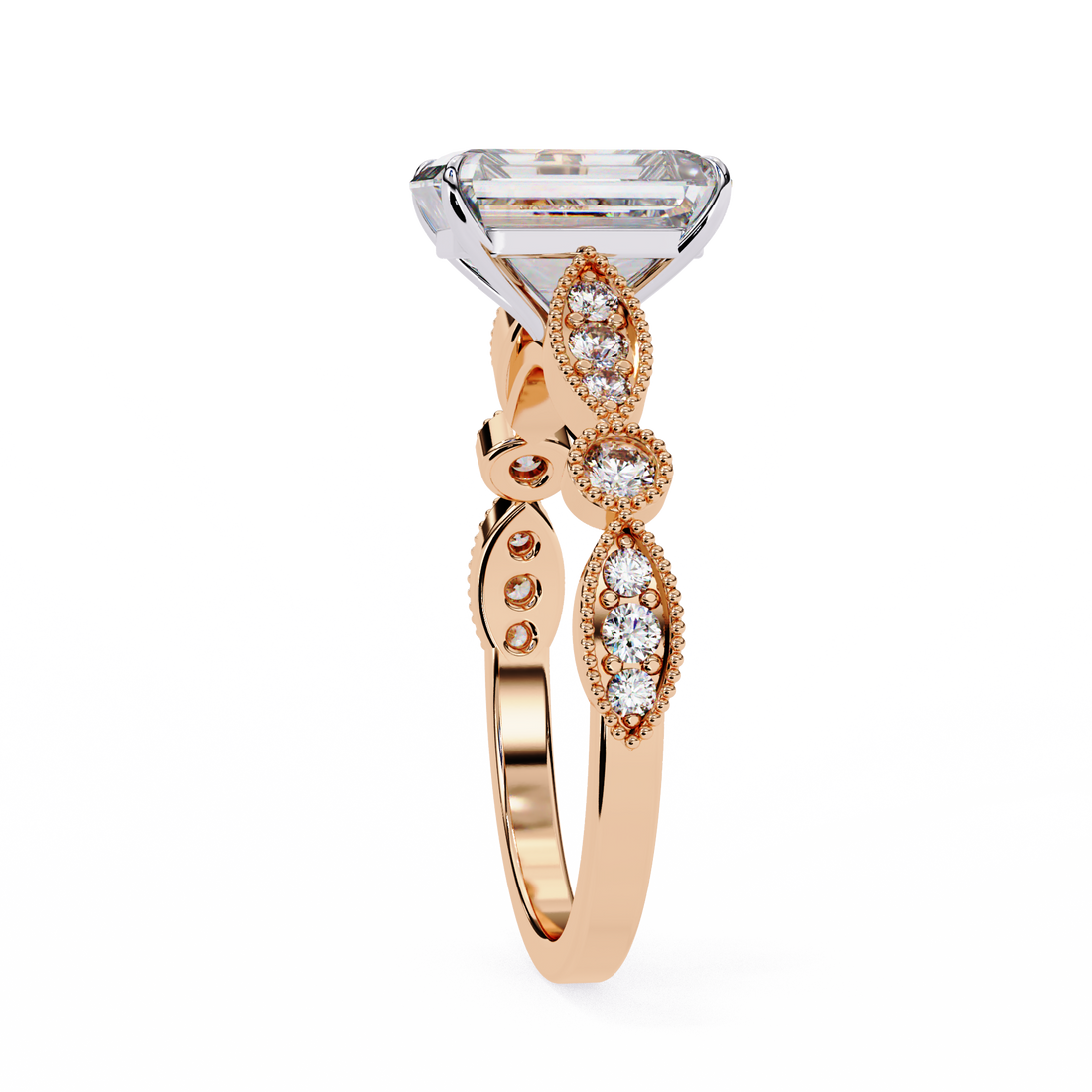 Radiant Cut Diamond Engagement Ring – Vintage Milgrain