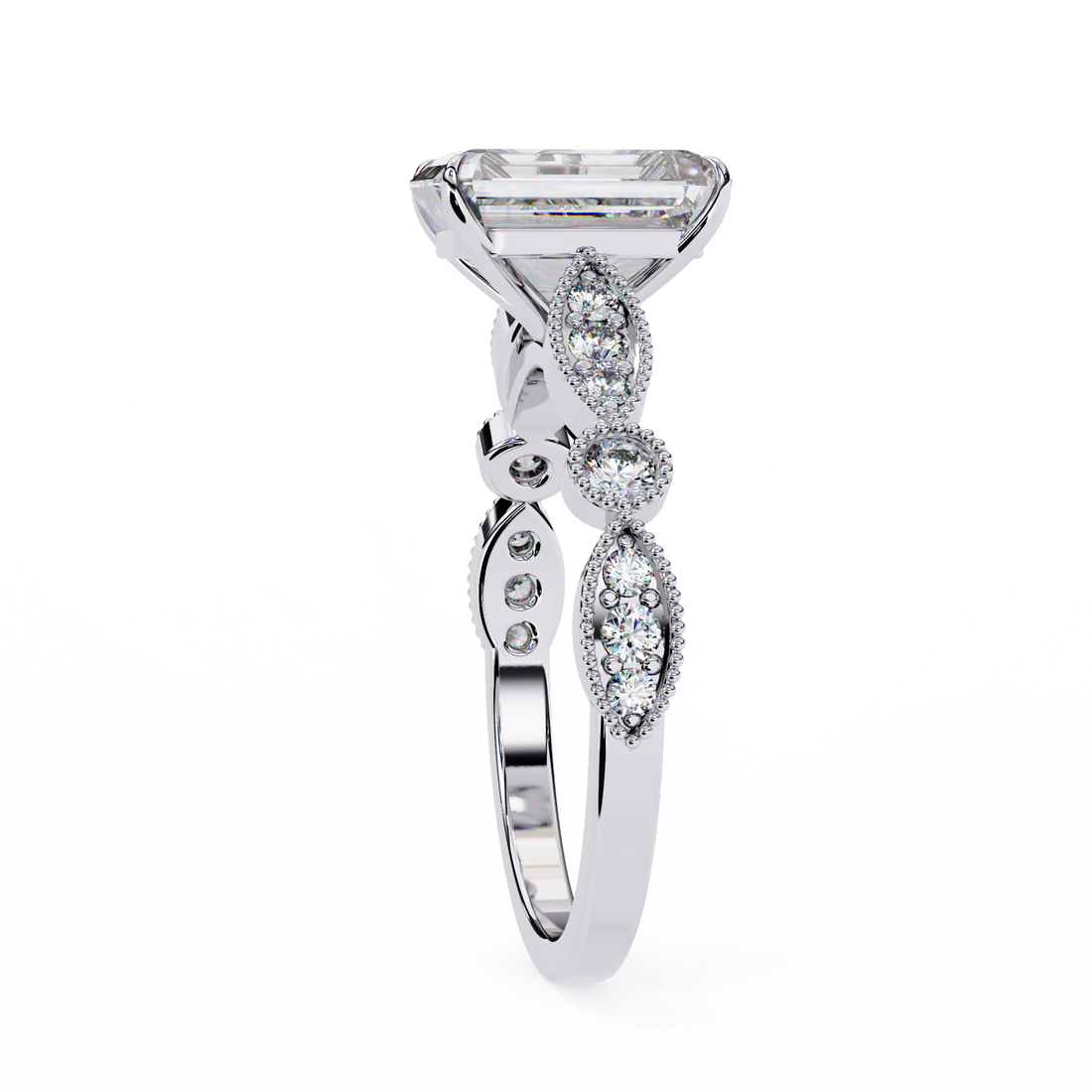 Radiant Cut Diamond Engagement Ring – Vintage Milgrain