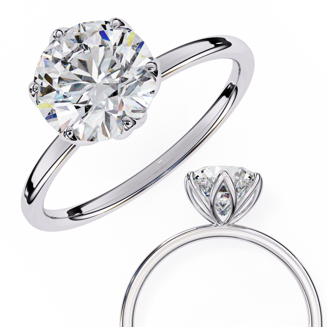 Lily Embrace Round Diamond Ring