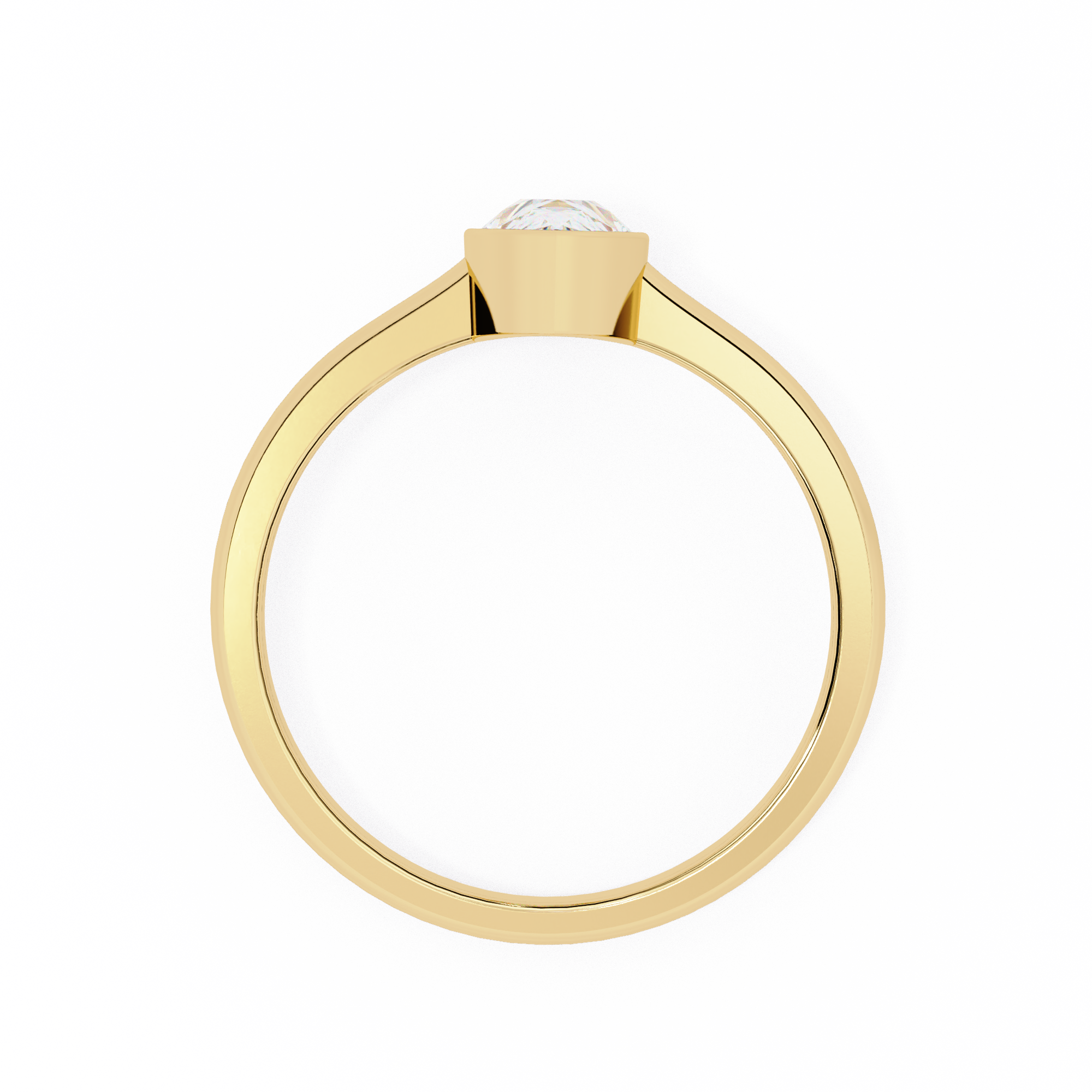 Bezel setting Pear Cut Lab Grown Diamond Ring