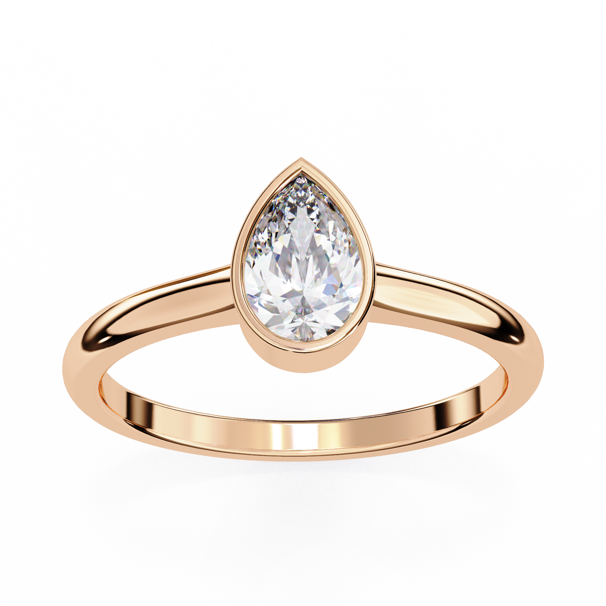 Bezel setting Pear Cut Lab Grown Diamond Ring