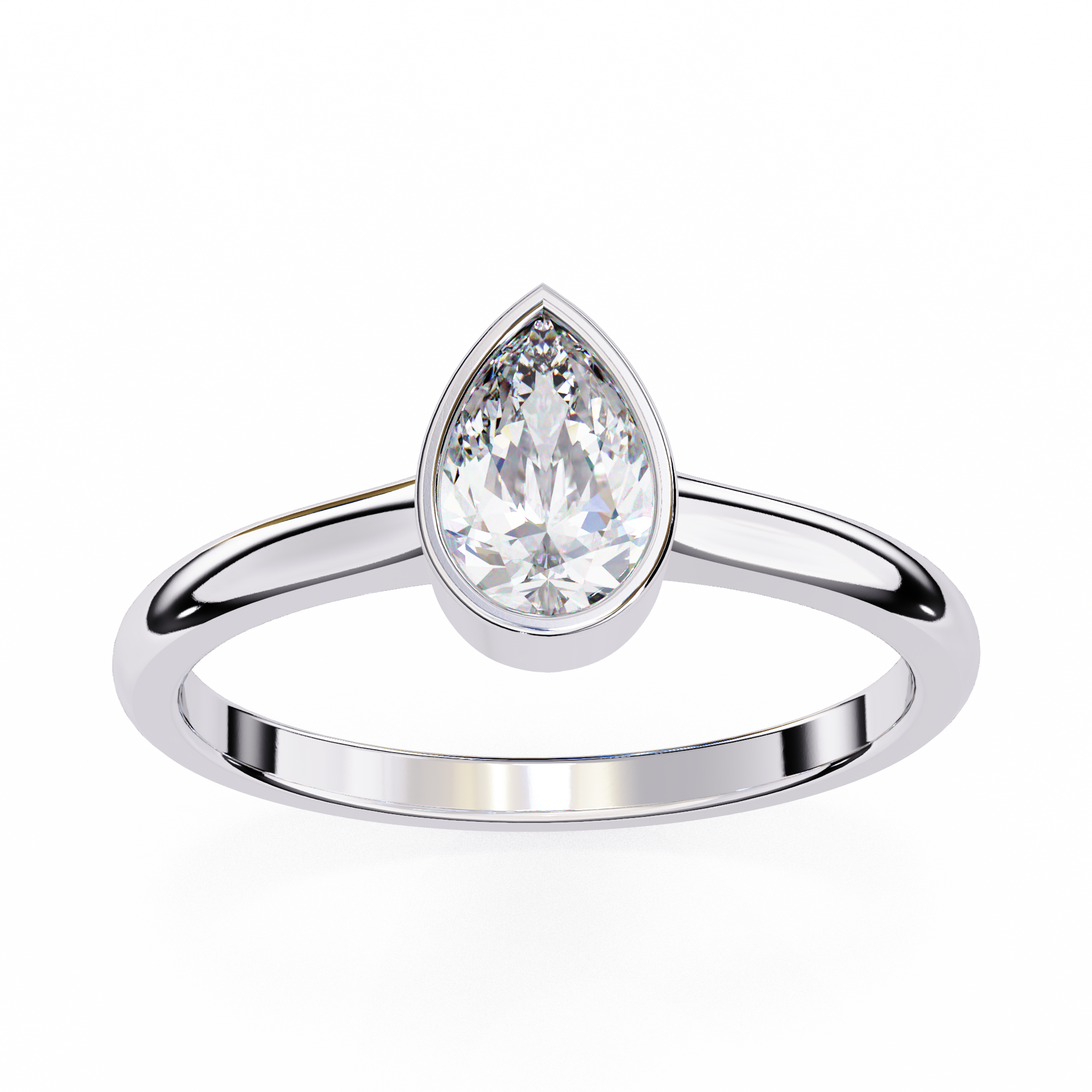 Bezel setting Pear Cut Lab Grown Diamond Ring