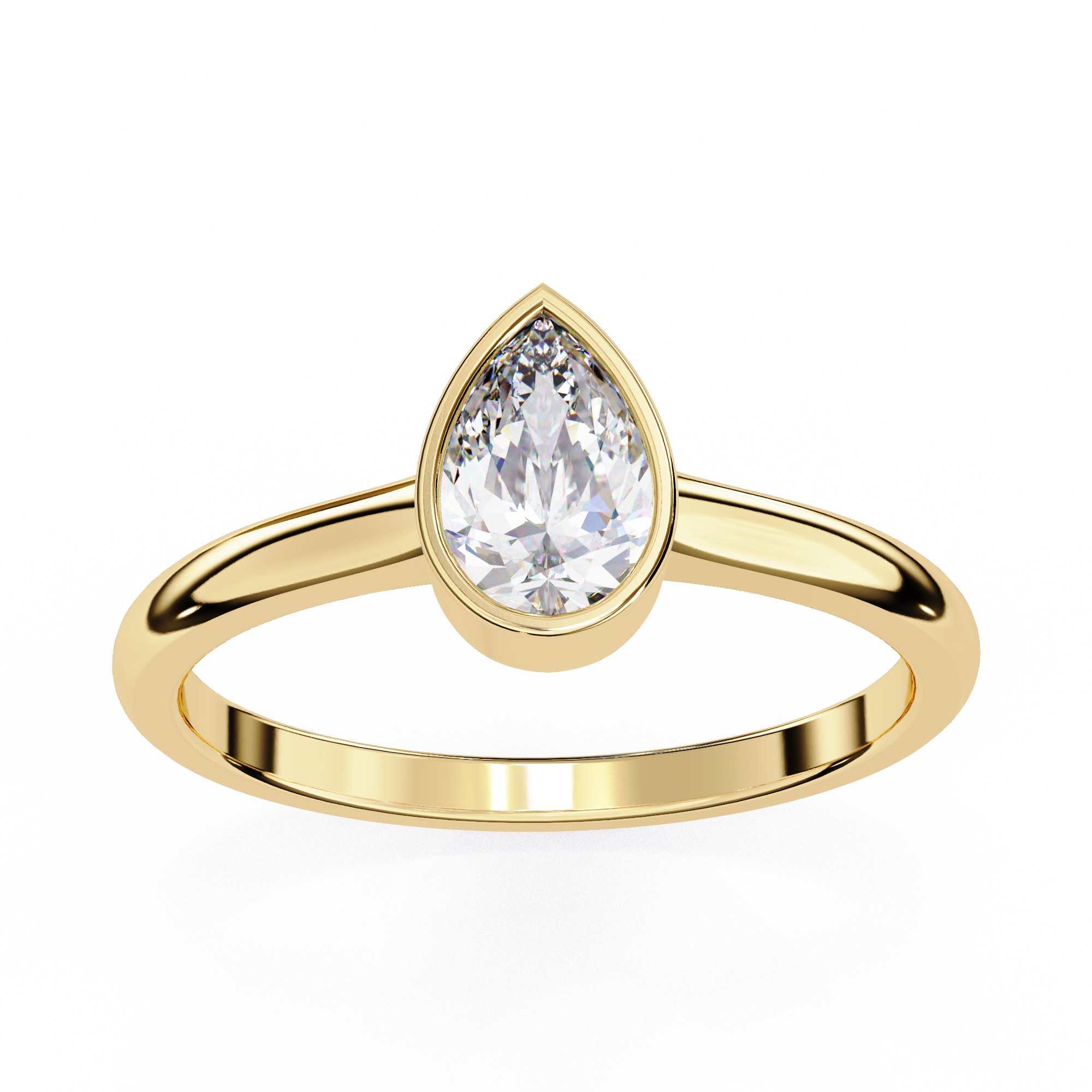 Bezel setting Pear Cut Lab Grown Diamond Ring
