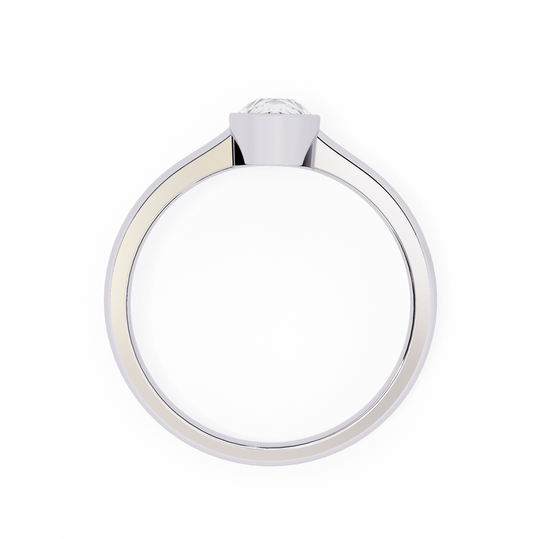Bezel setting Pear Cut Lab Grown Diamond Ring