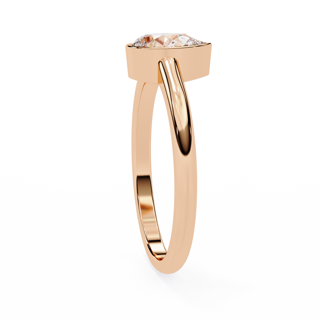 Bezel setting Pear Cut Lab Grown Diamond Ring