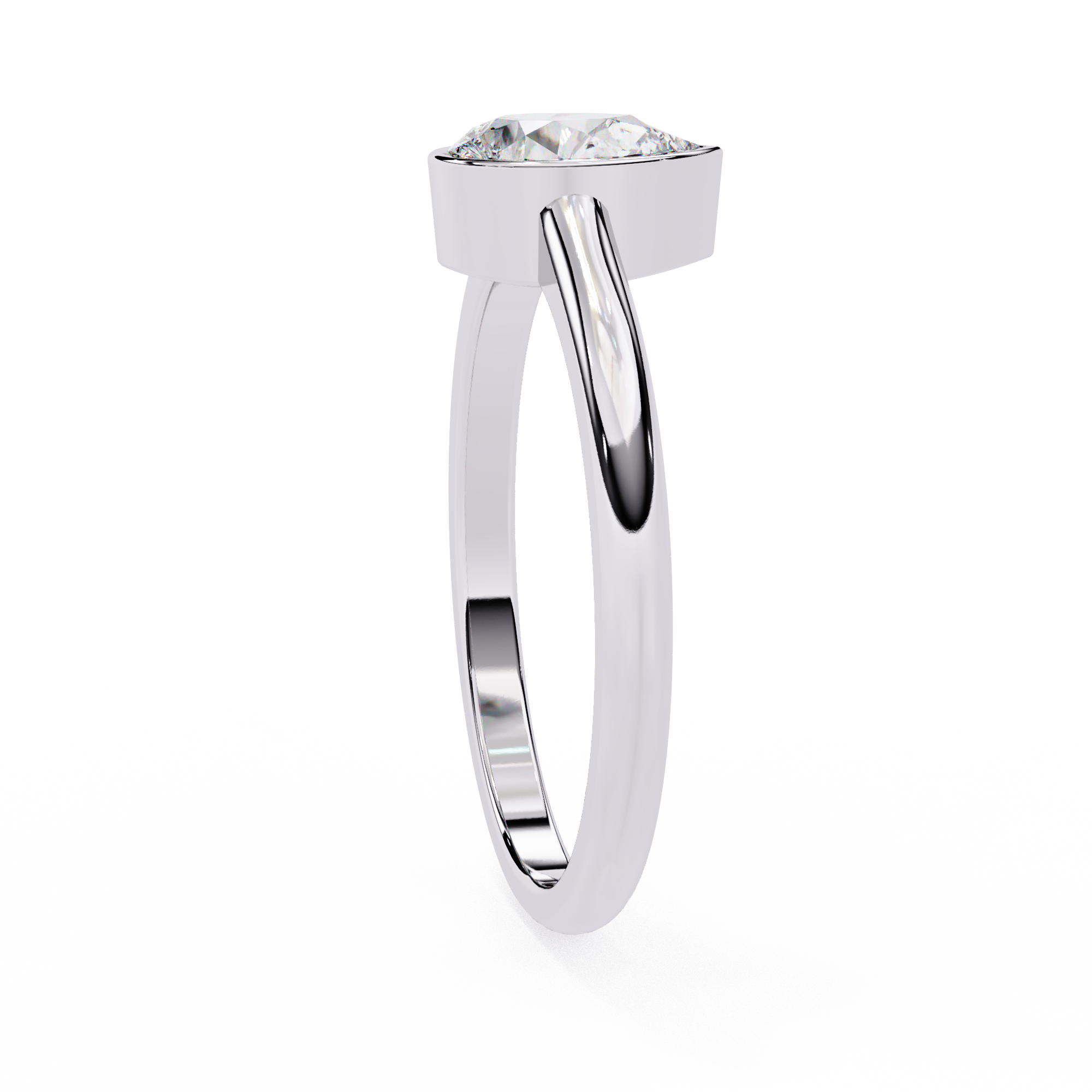 Bezel setting Pear Cut Lab Grown Diamond Ring
