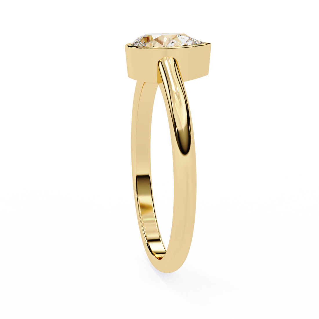 Bezel setting Pear Cut Lab Grown Diamond Ring