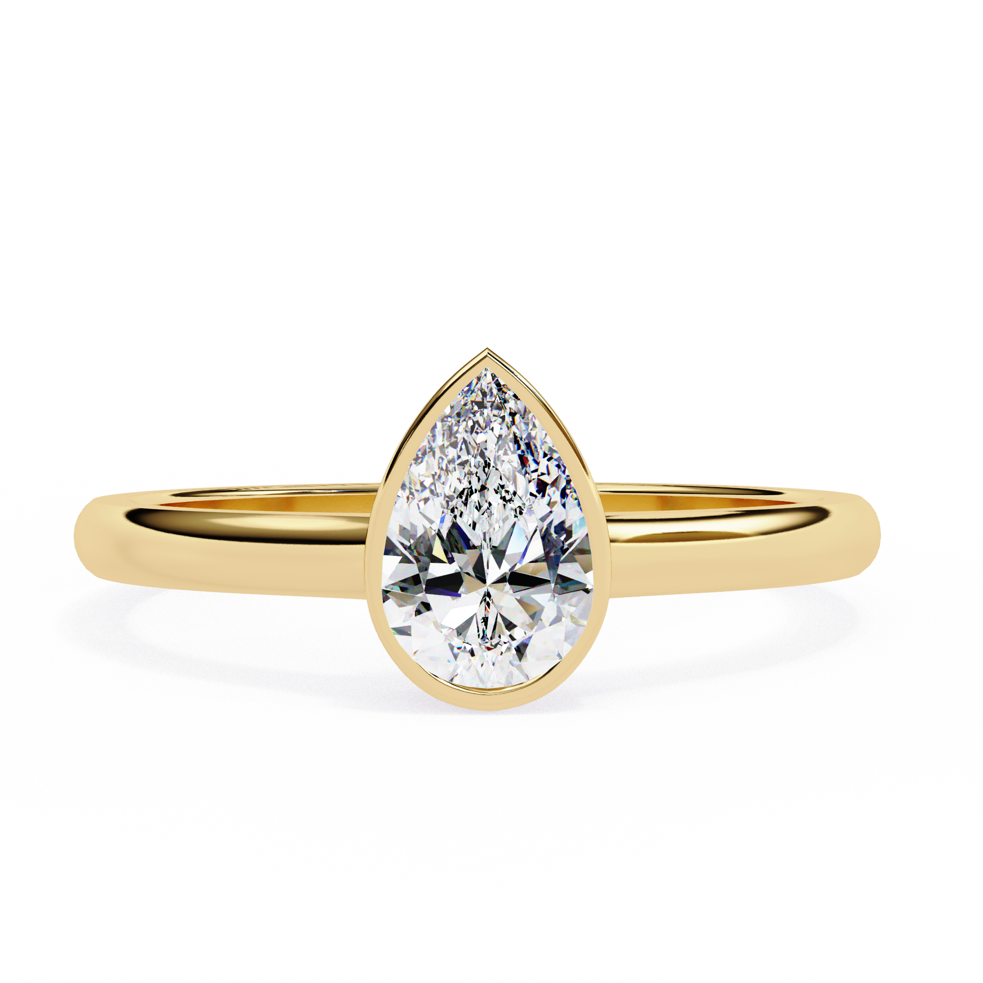 Bezel setting Pear Cut Lab Grown Diamond Ring