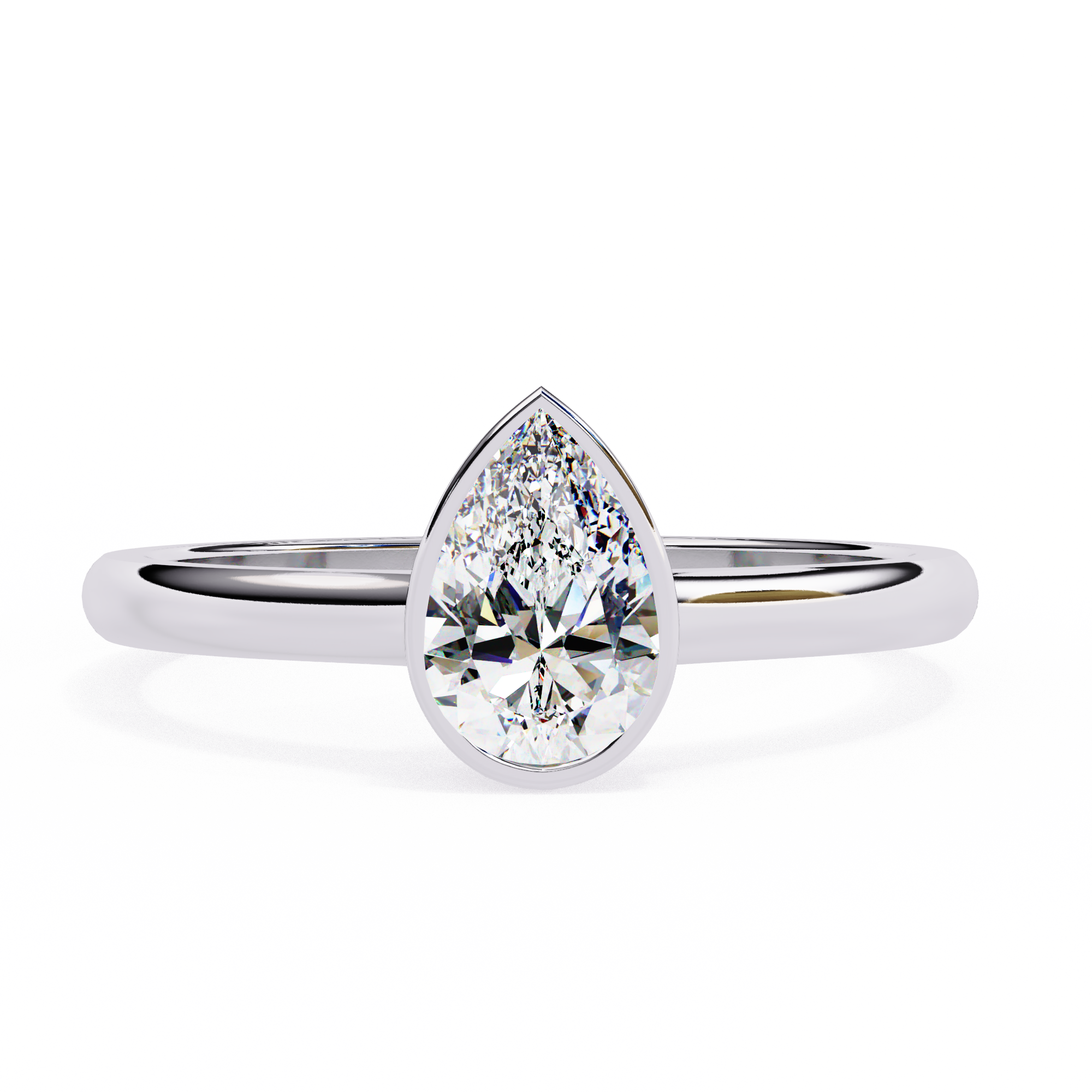 Bezel setting Pear Cut Lab Grown Diamond Ring