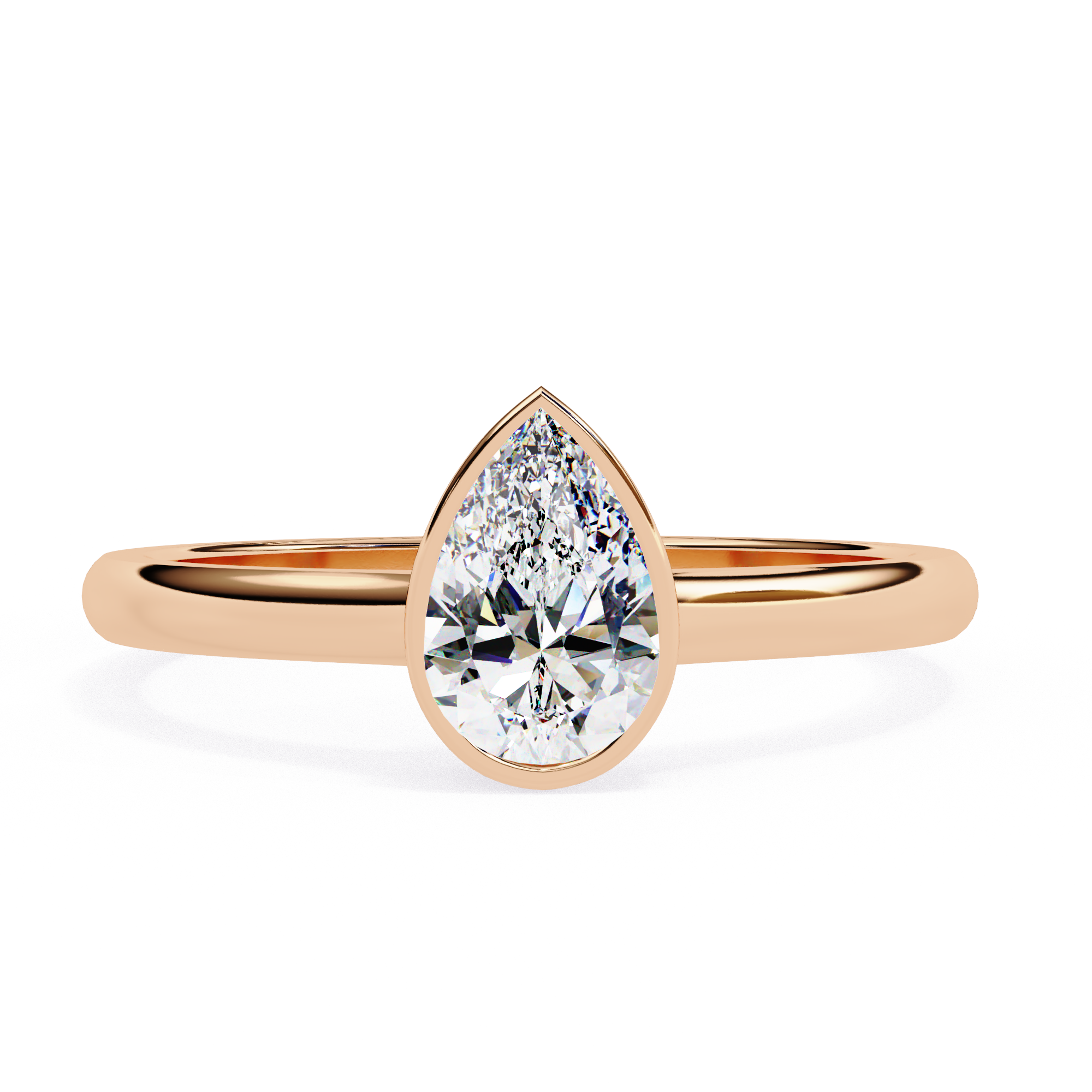Bezel setting Pear Cut Lab Grown Diamond Ring