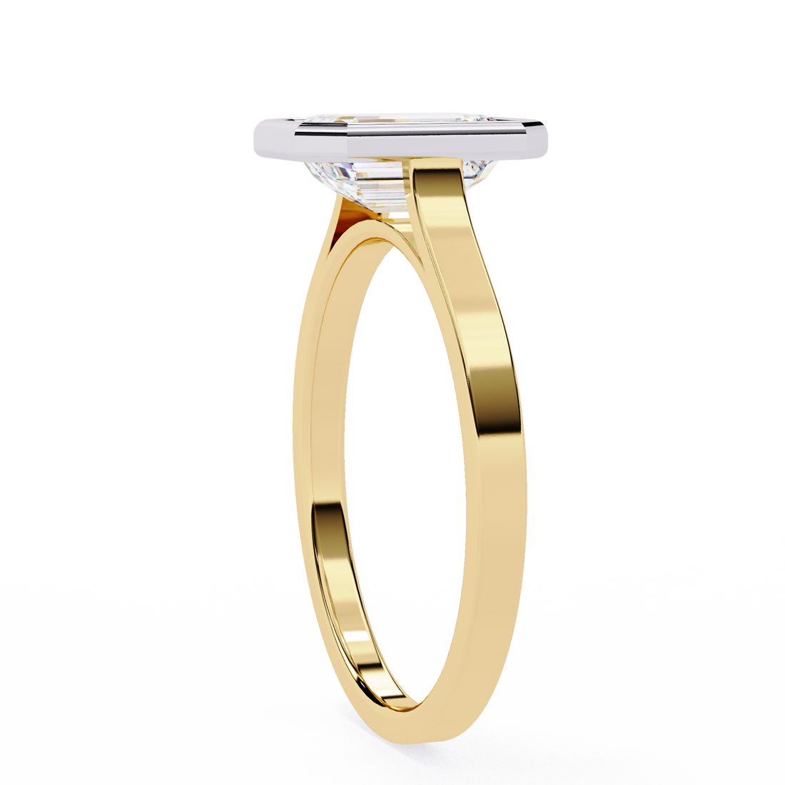 Bezel setting Emerald Cut Lab Grown Diamond Ring