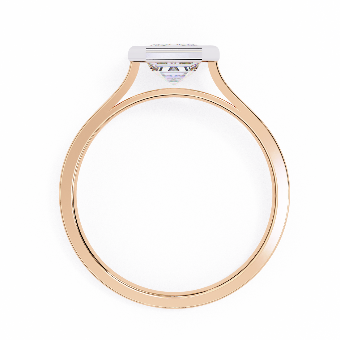 Bezel setting Emerald Cut Lab Grown Diamond Ring