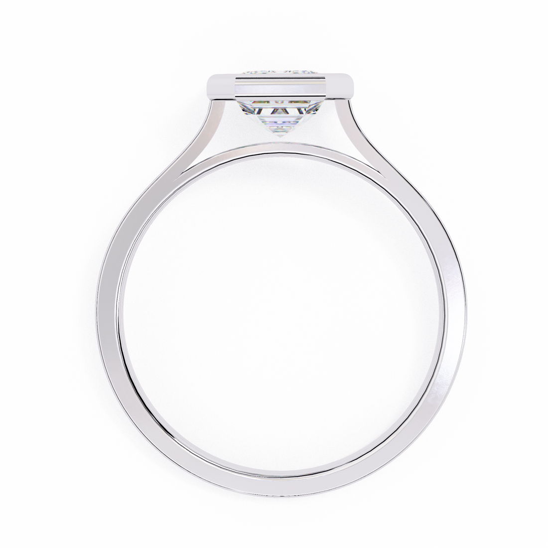 Bezel setting Emerald Cut Lab Grown Diamond Ring