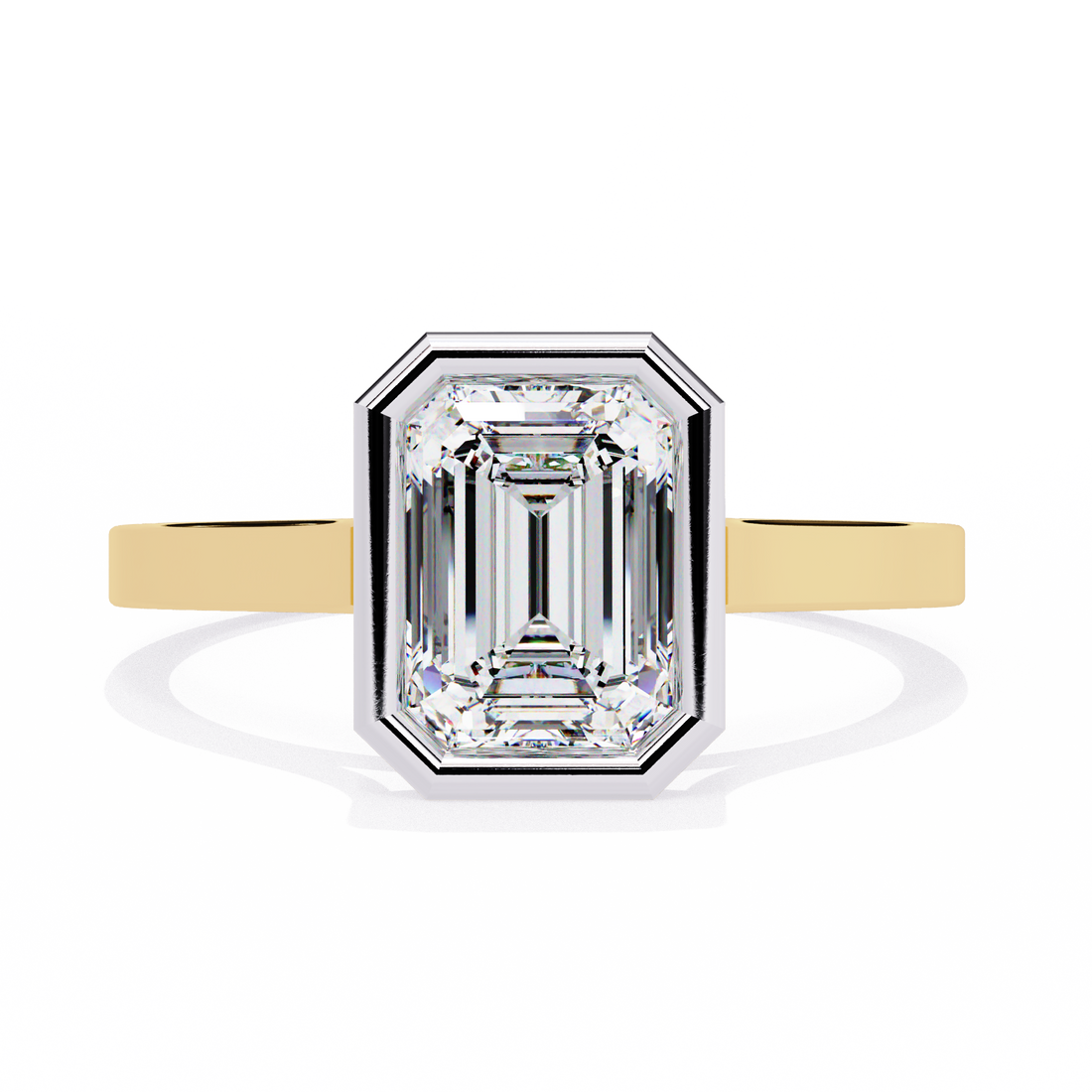 Bezel setting Emerald Cut Lab Grown Diamond Ring