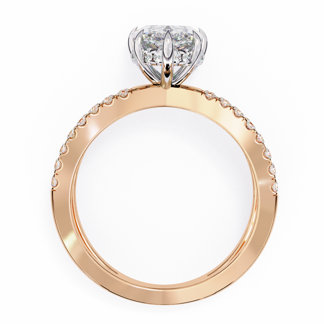 Modern Marquise Solitaire Ring with Diamond Split Shank