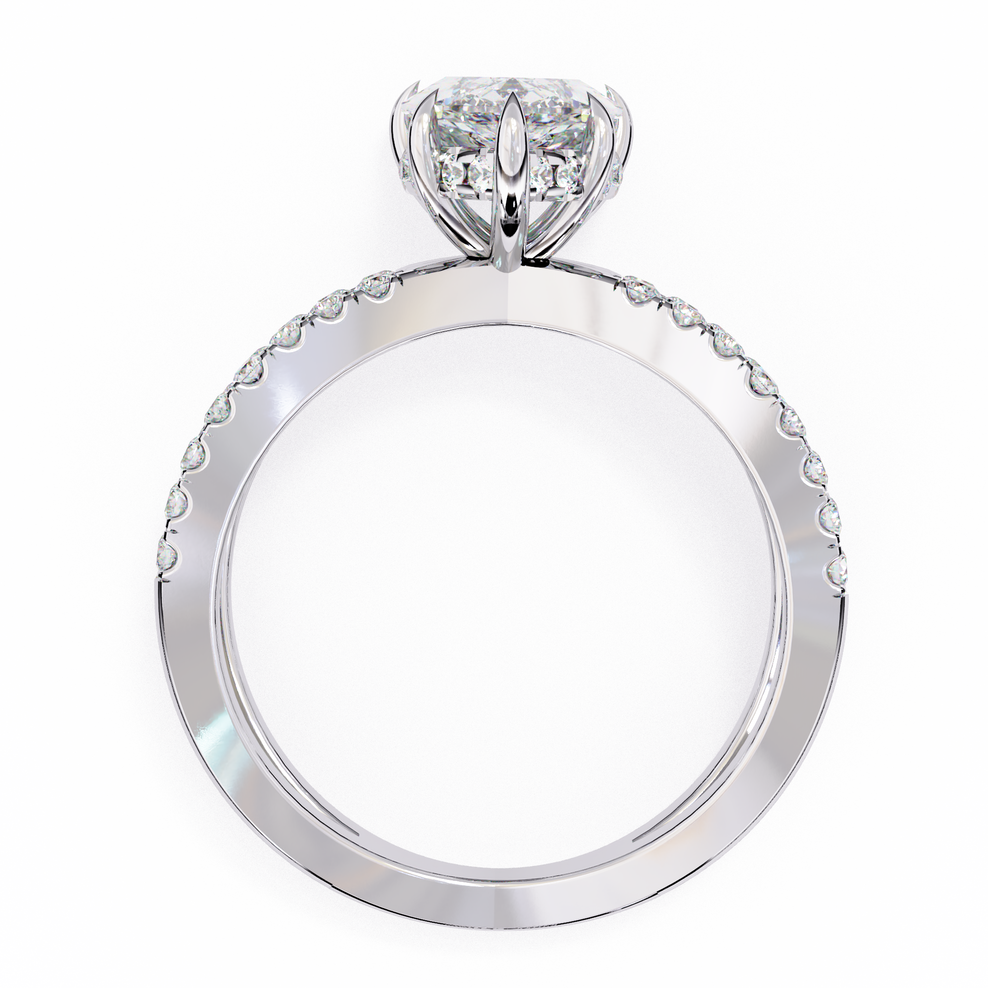 Modern Marquise Solitaire Ring with Diamond Split Shank