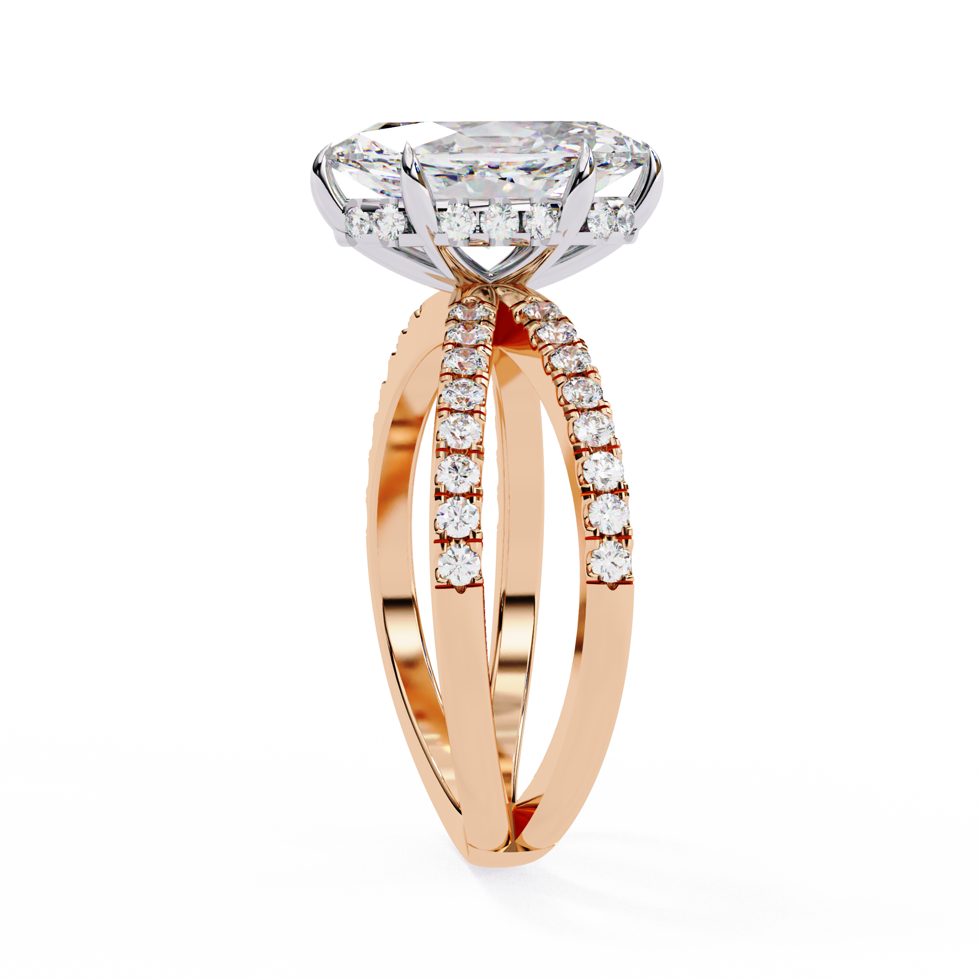 Modern Marquise Solitaire Ring with Diamond Split Shank